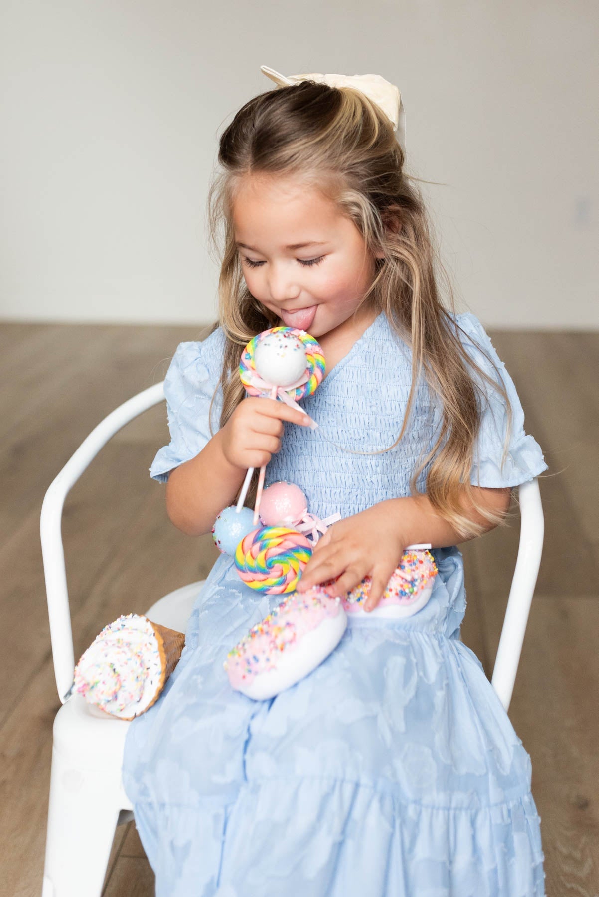 Audra Blue Floral Tiered Little Girl Dress