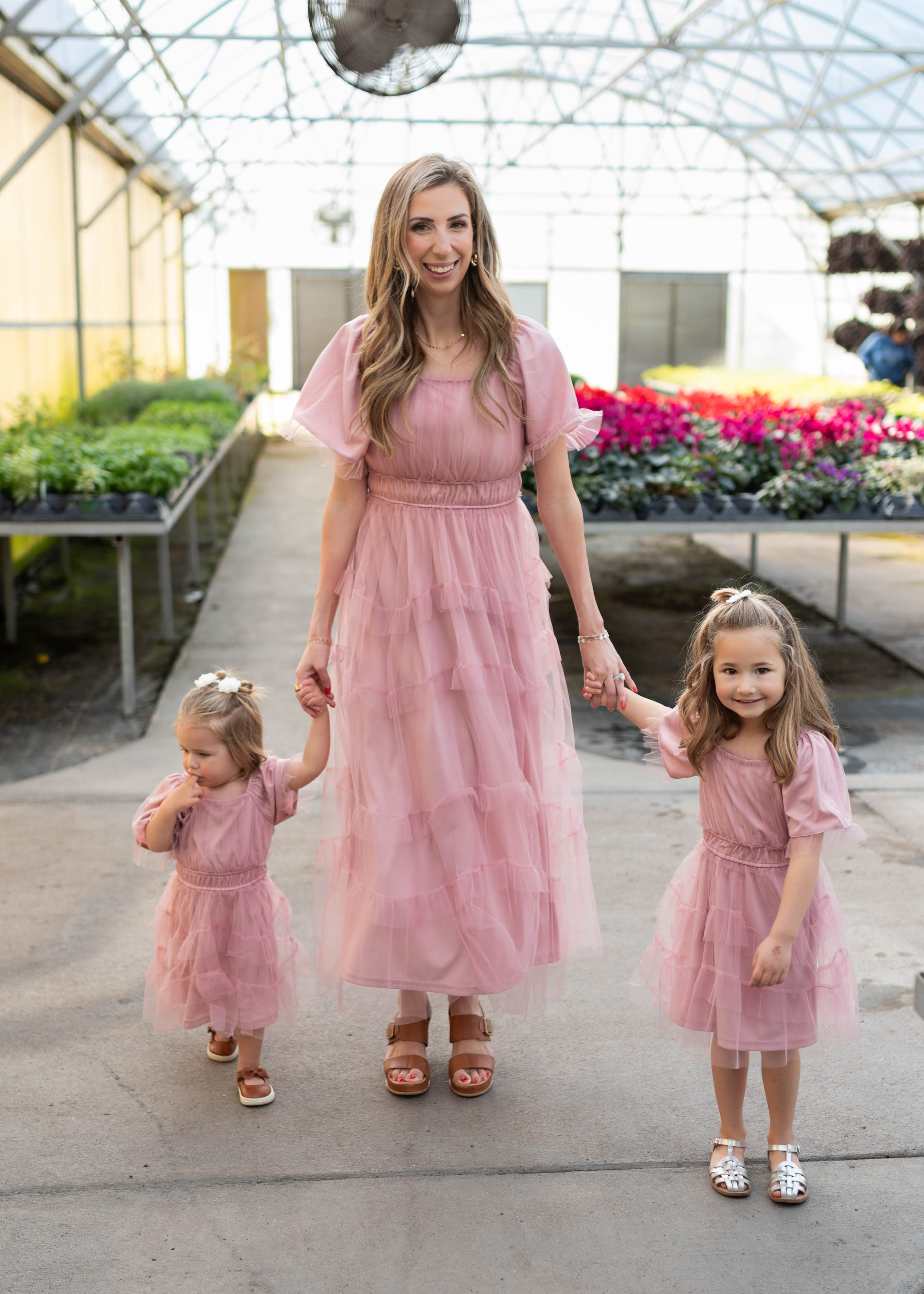 Kamryn Pink Mesh Tiered Little Girl Dress