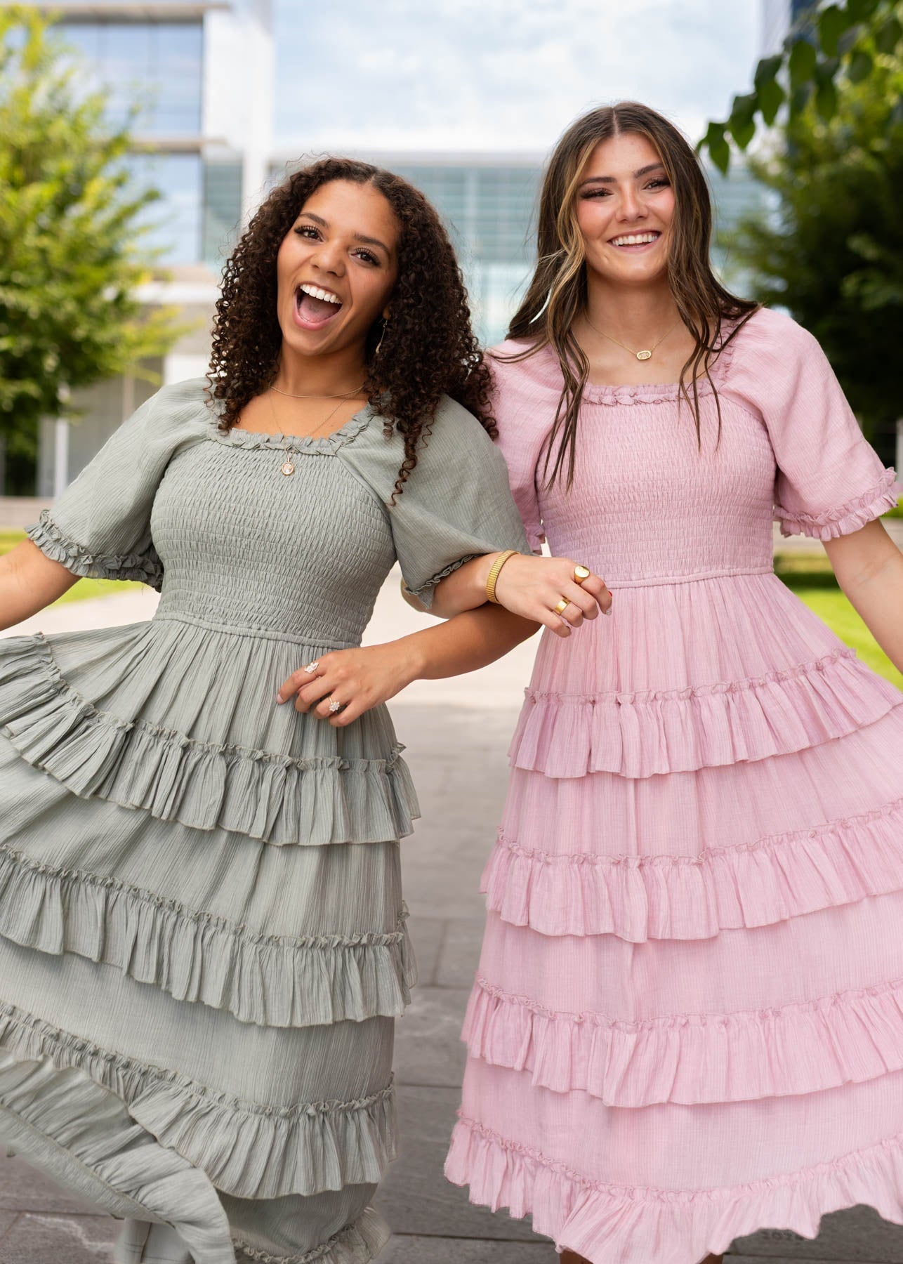 Korin Pink Ruffle Tiered Dress