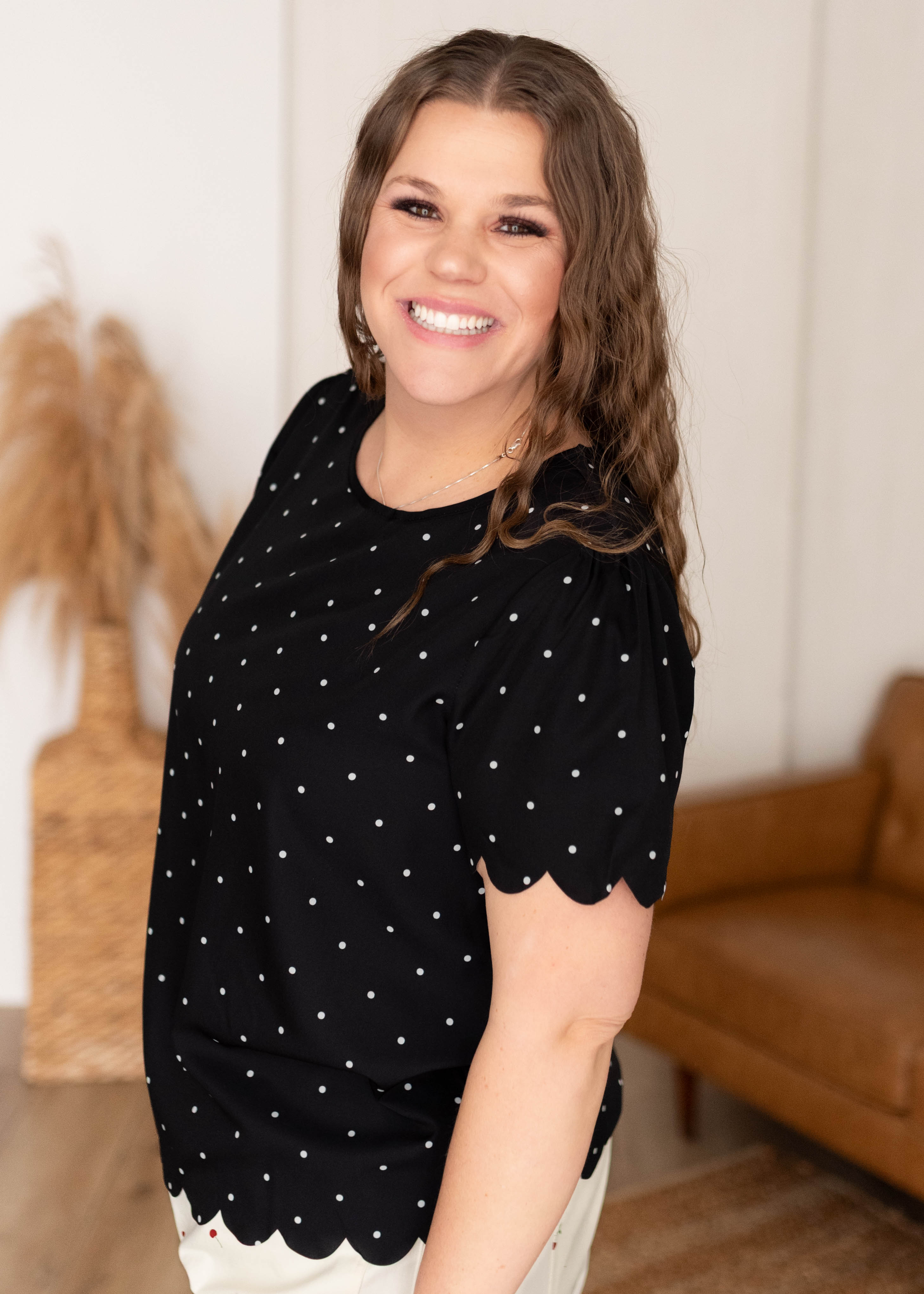 Daniella Black Polka Dot Top