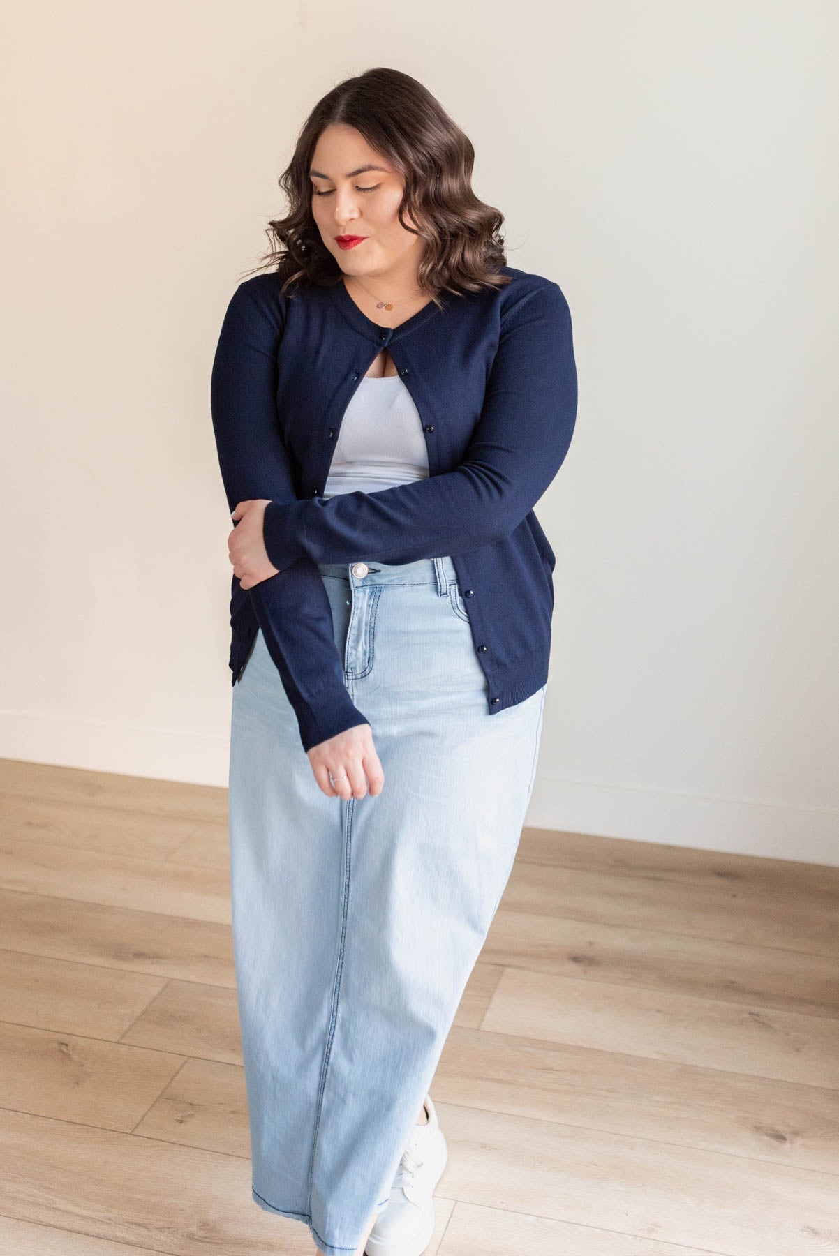 Deja Navy Button Down Cardigan