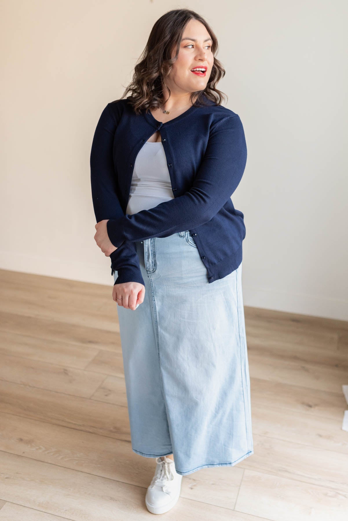 Deja Navy Button Down Cardigan