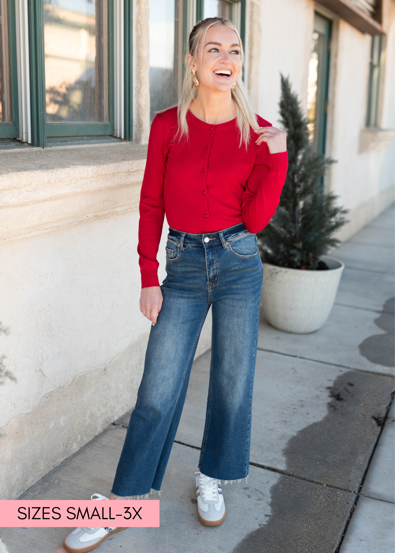 Deja Red Button Down Cardigan