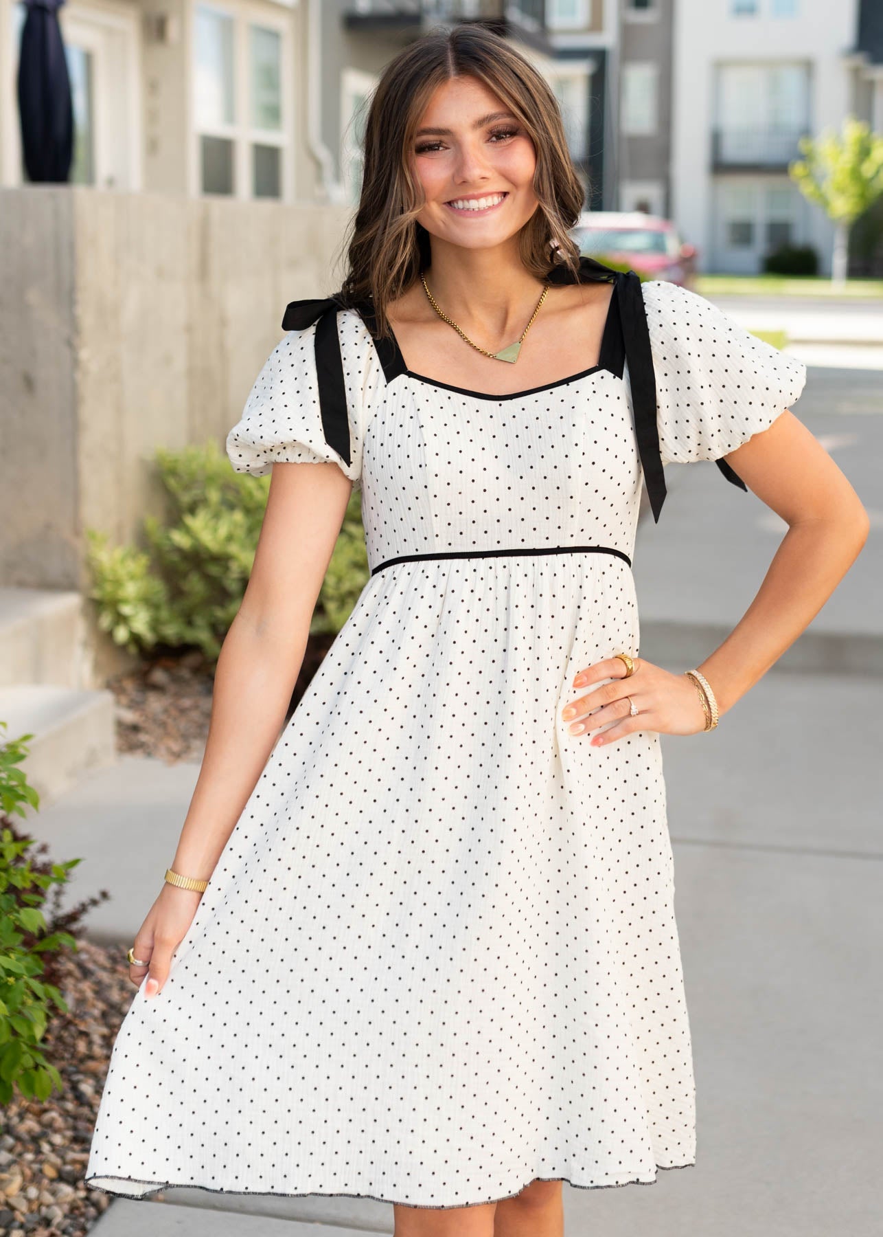 Dottie Ivory Polka Dot Dress