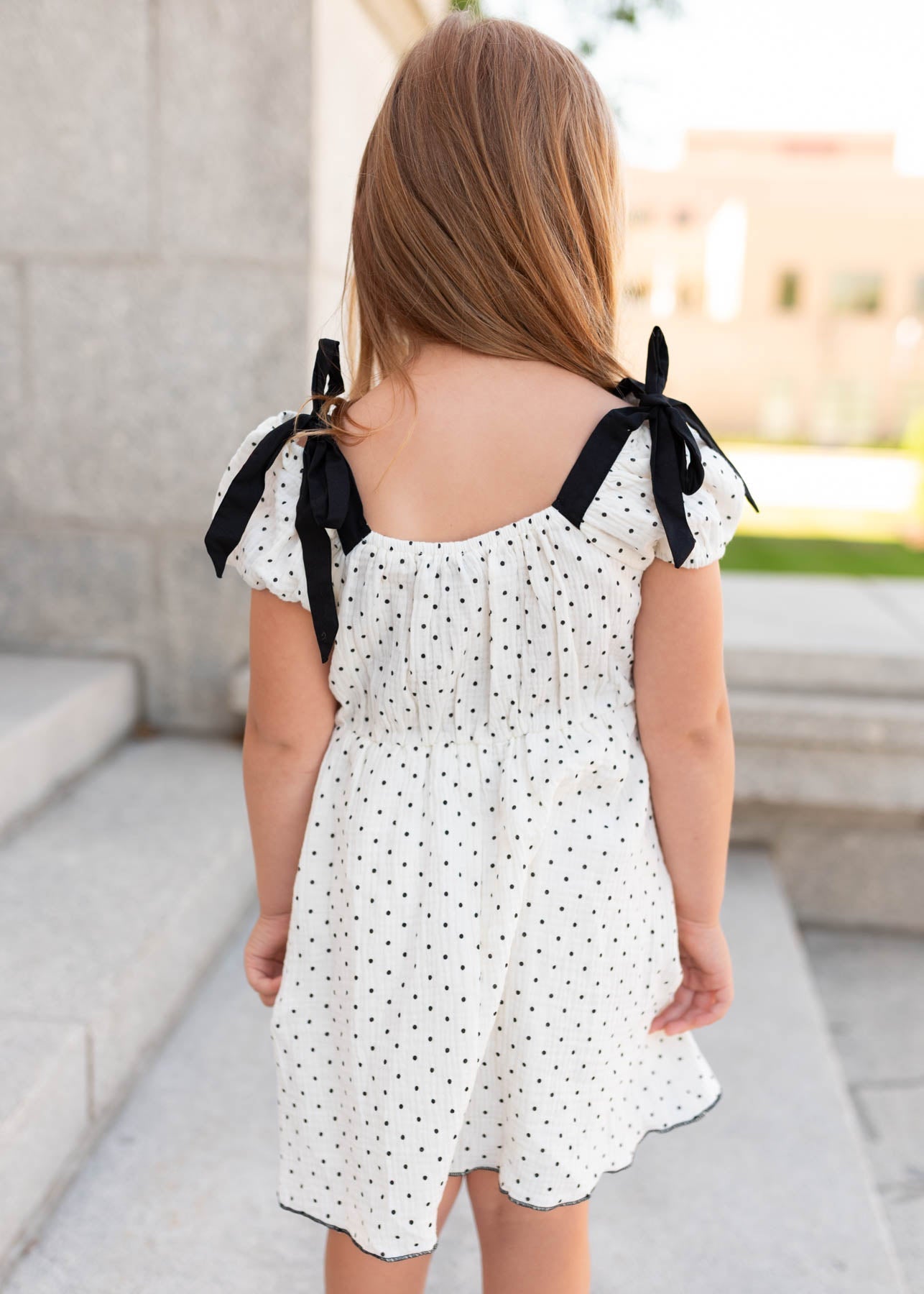 Dottie Ivory Polka Dot Little Girl Dress