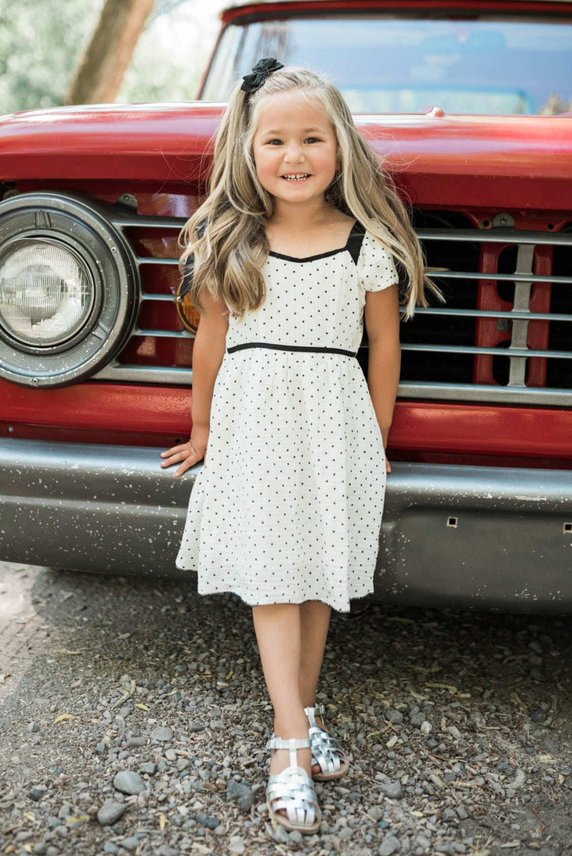 Dottie Ivory Polka Dot Little Girl Dress