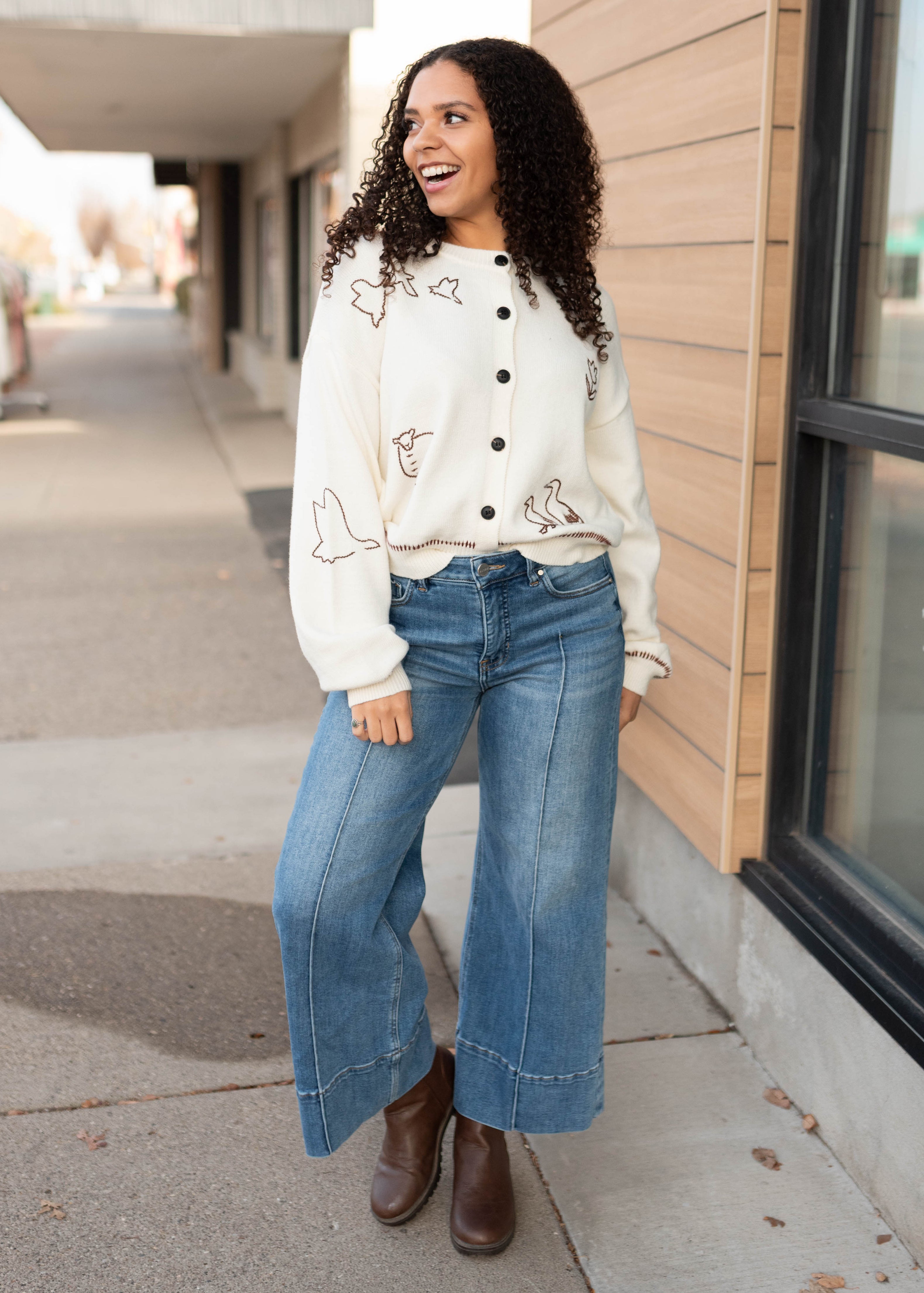 Dylan Cream Embroidered Cardigan