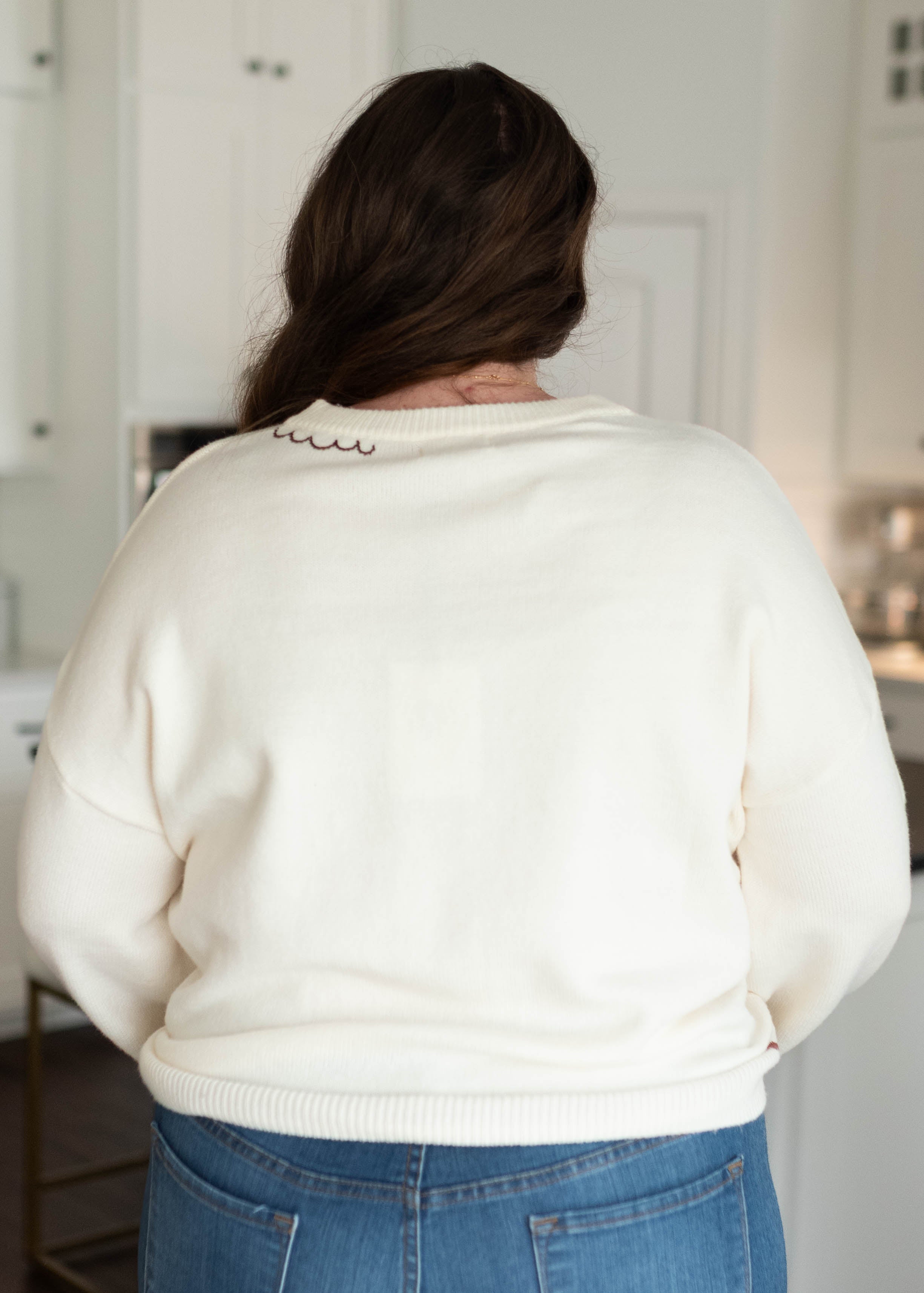 Dylan Cream Embroidered Cardigan