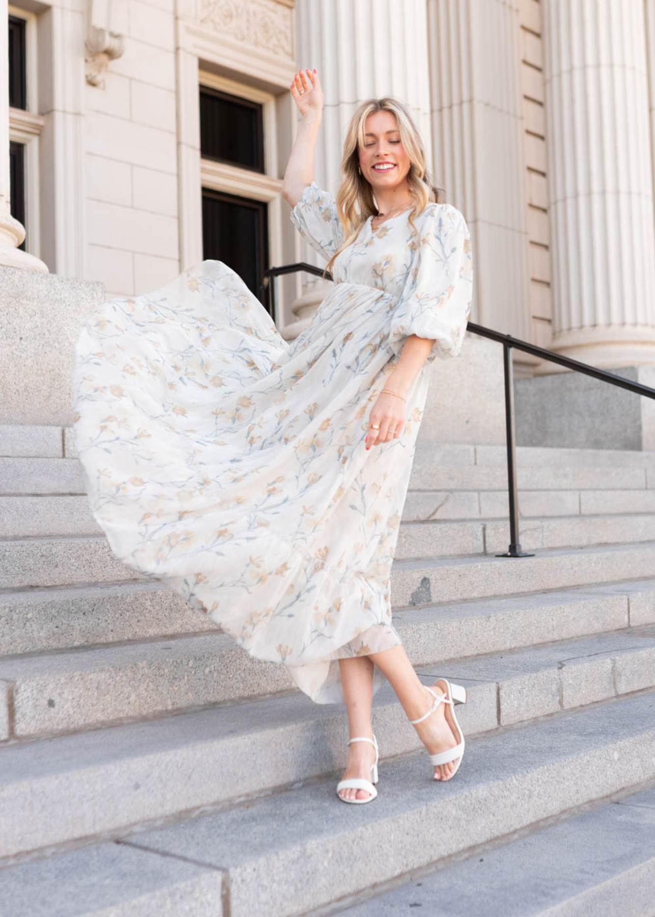 Elara Cream Flower Dress