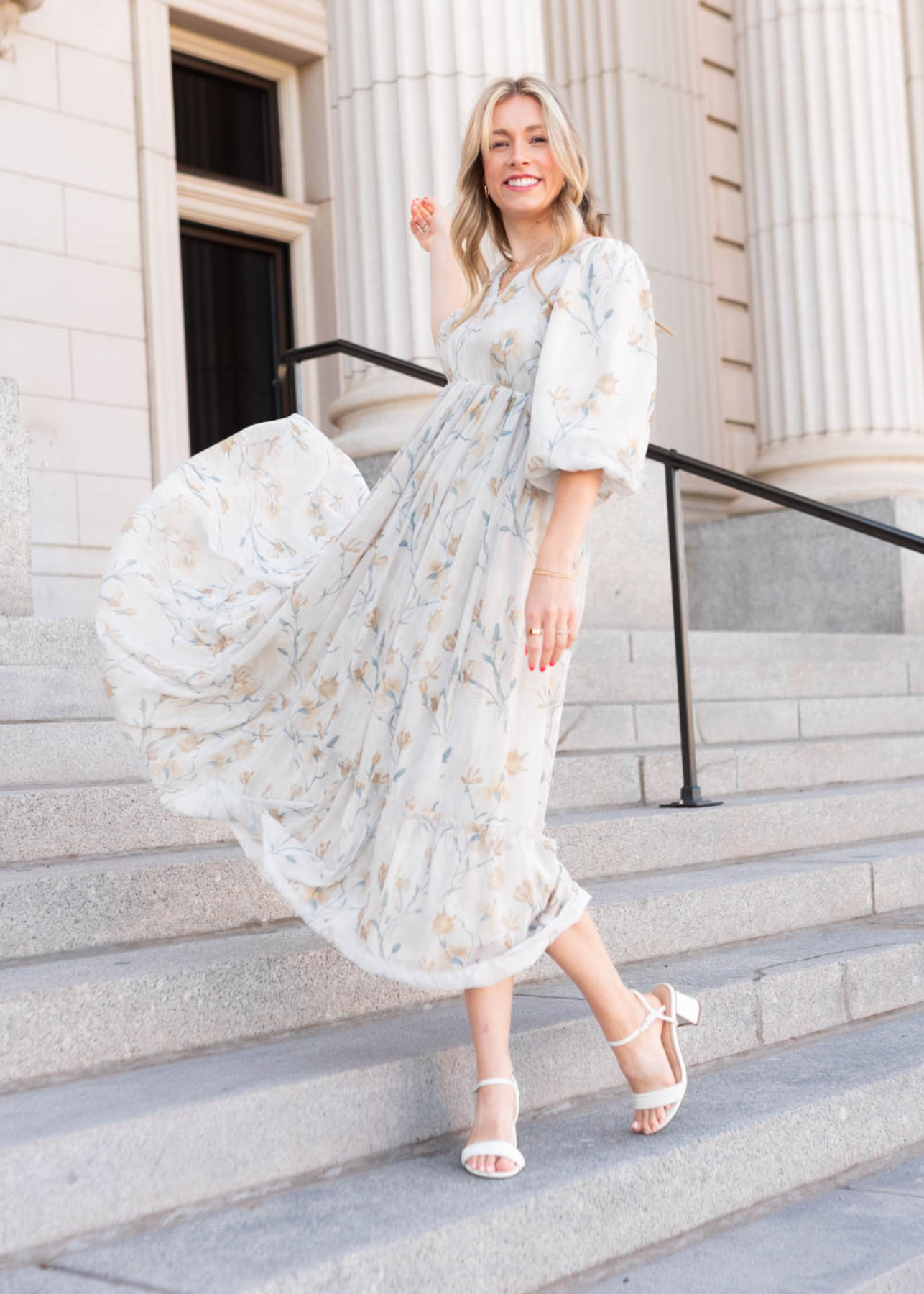 Elara Cream Flower Dress