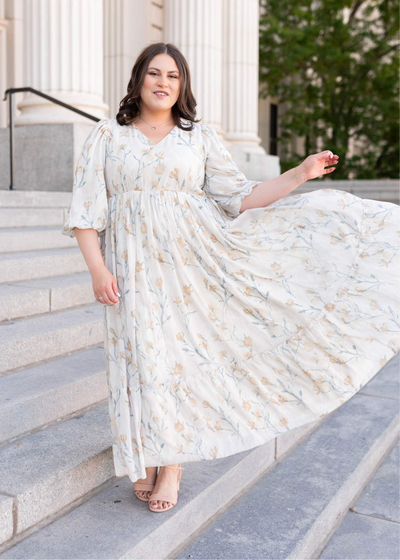 Elara Cream Flower Dress