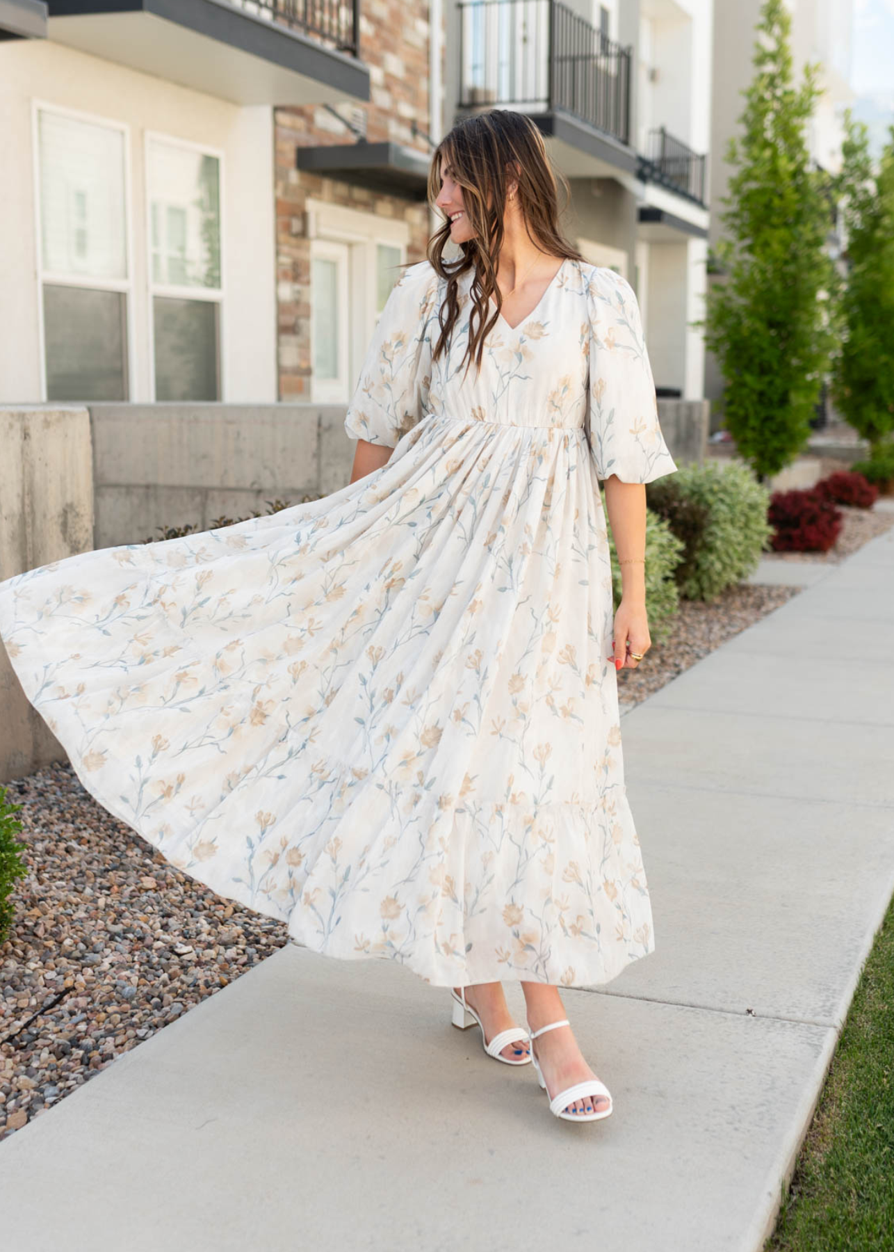 Elara Cream Flower Dress