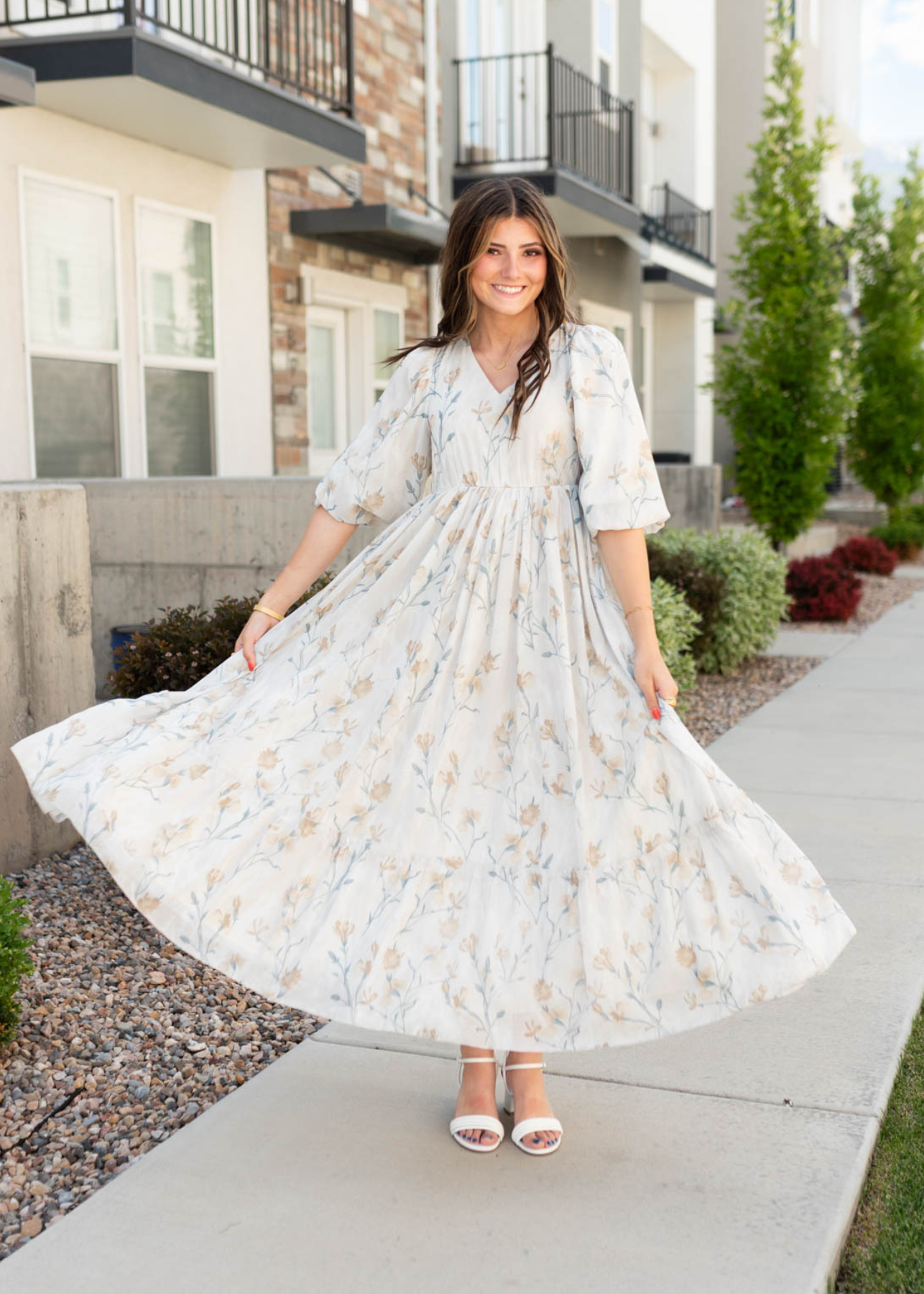 Elara Cream Flower Dress