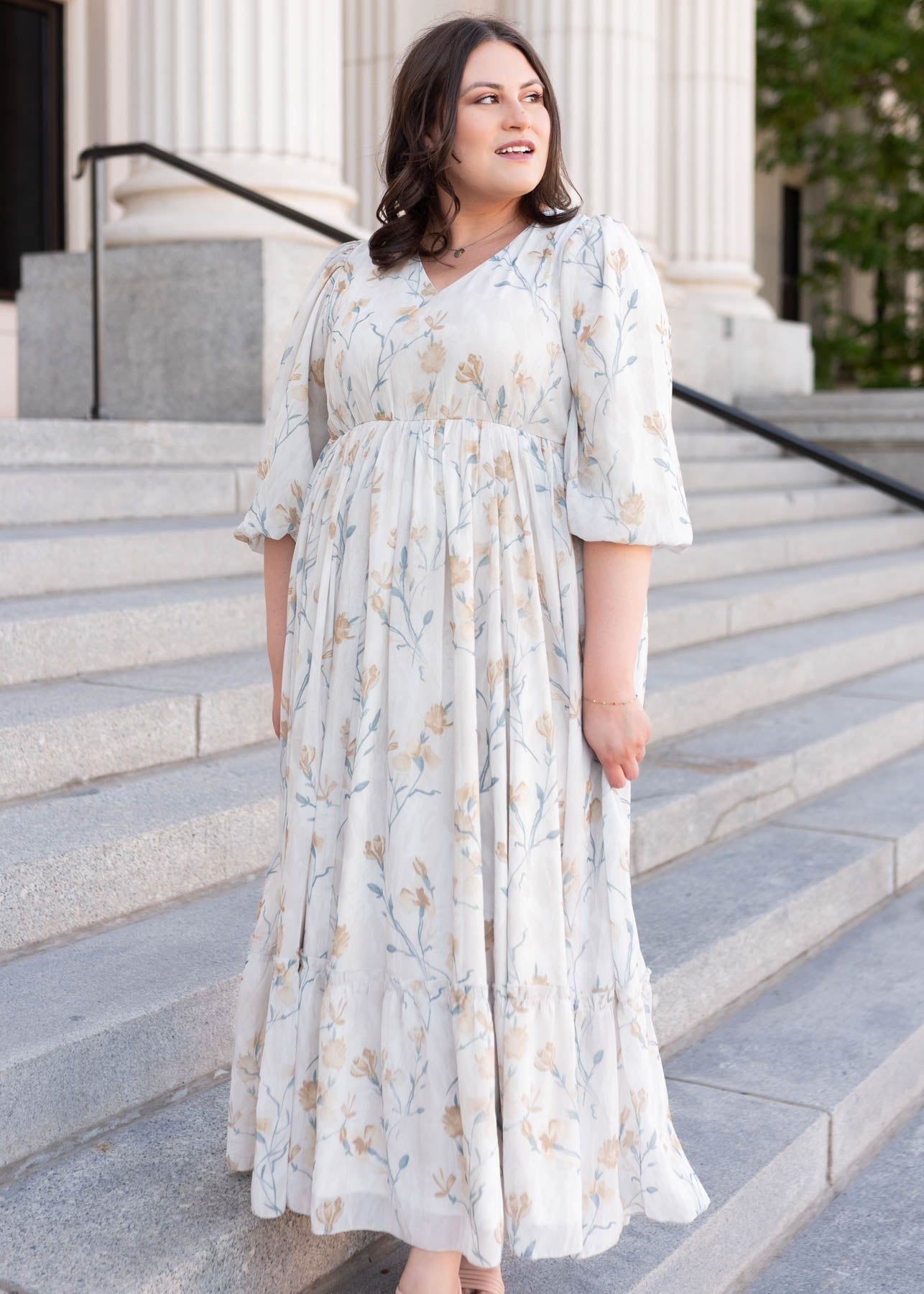 Elara Cream Flower Dress