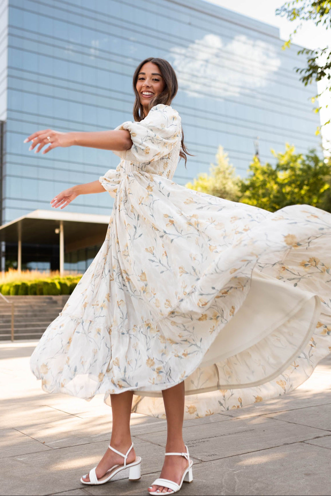 Elara Cream Flower Dress