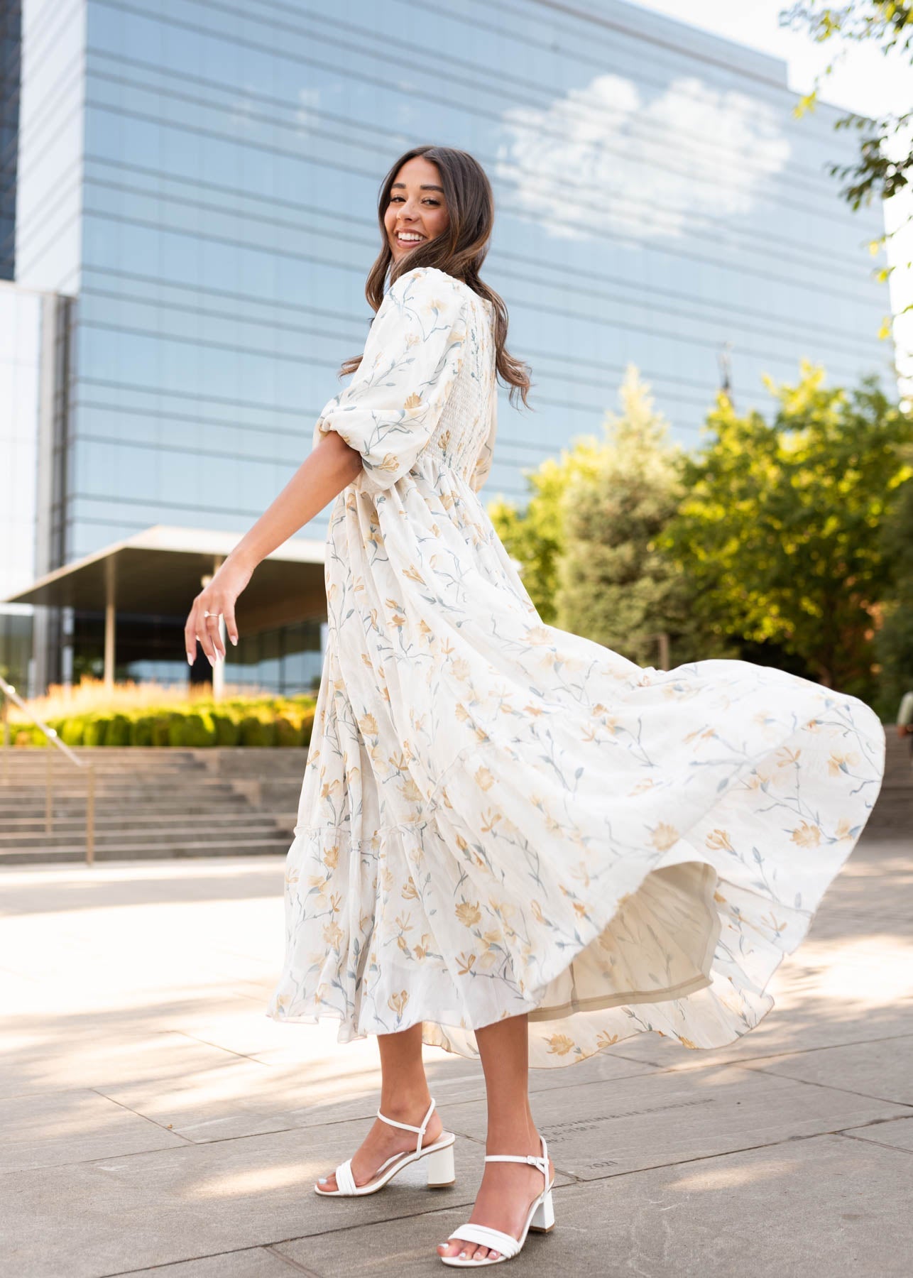 Elara Cream Flower Dress