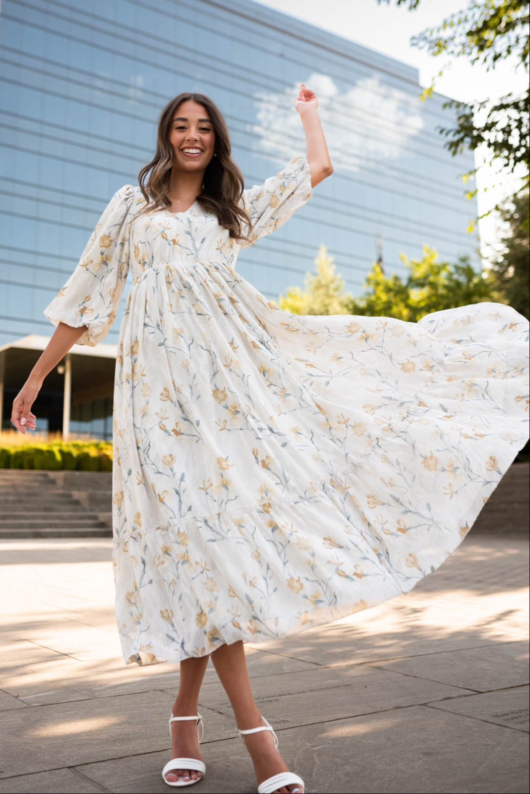 Elara Cream Flower Dress