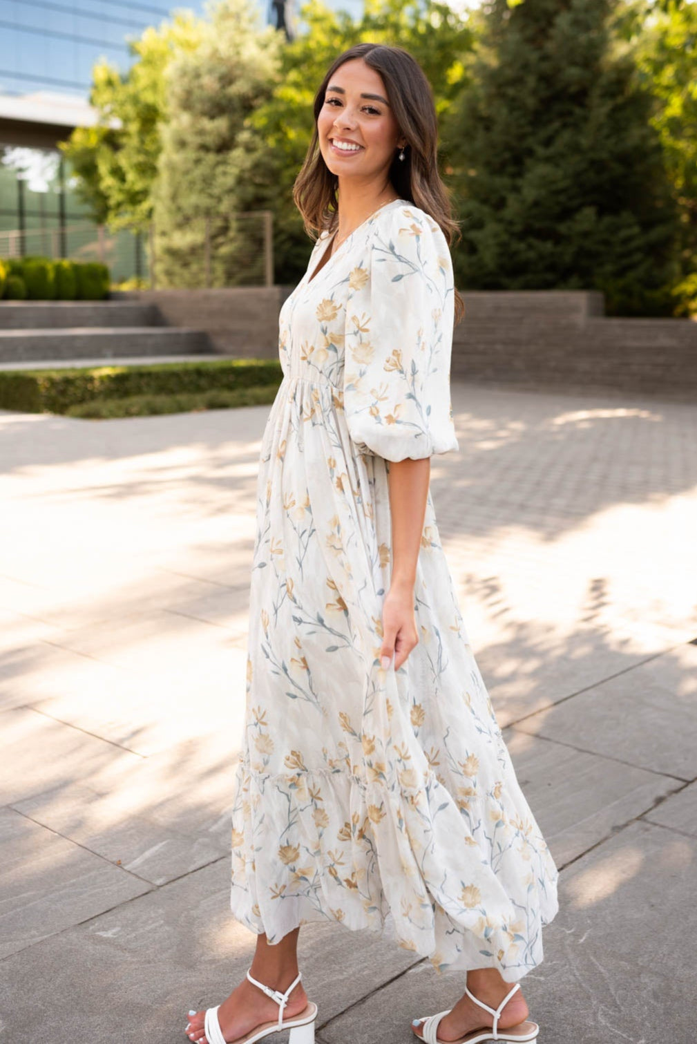 Elara Cream Flower Dress