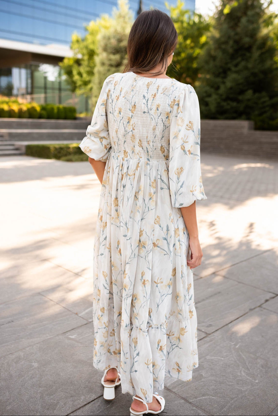 Elara Cream Flower Dress