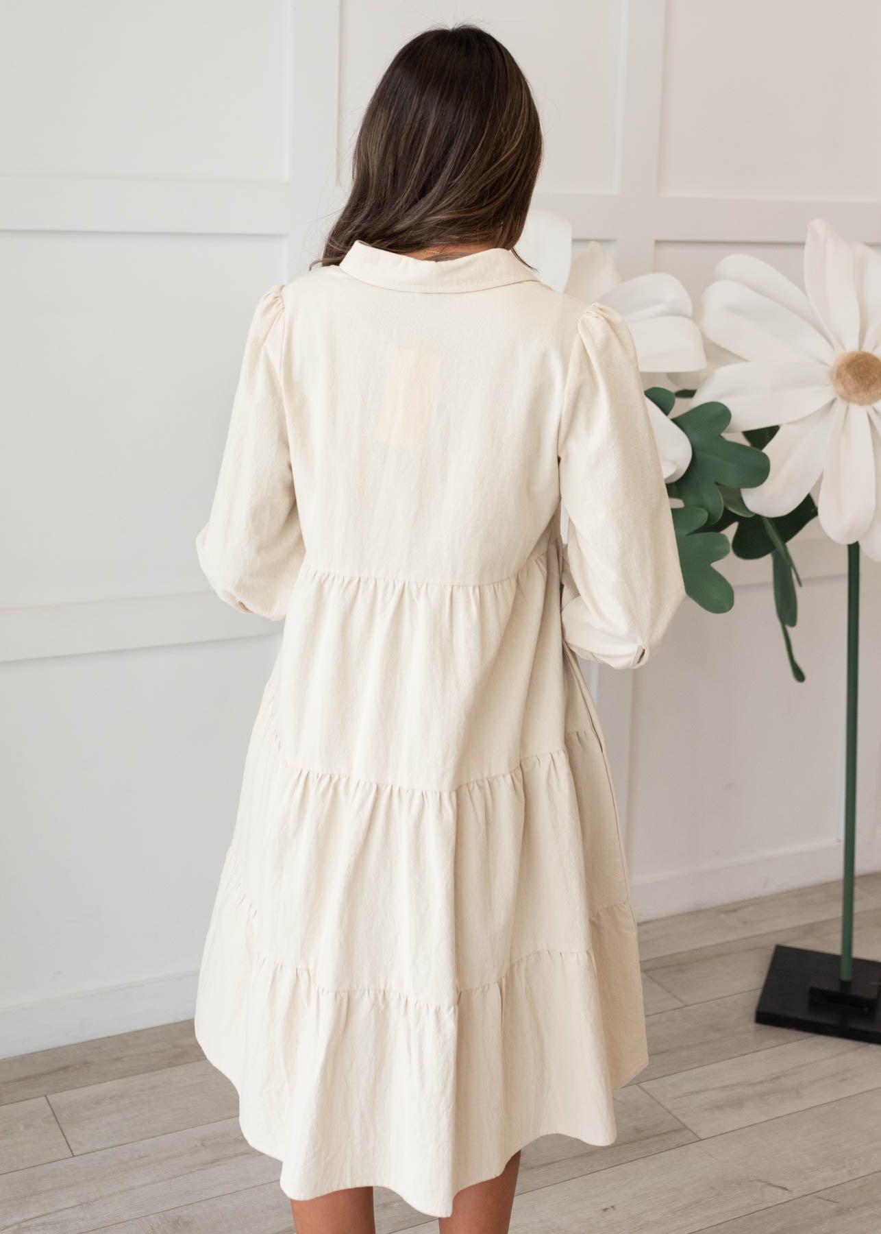 Ellen Beige Button Down Dress