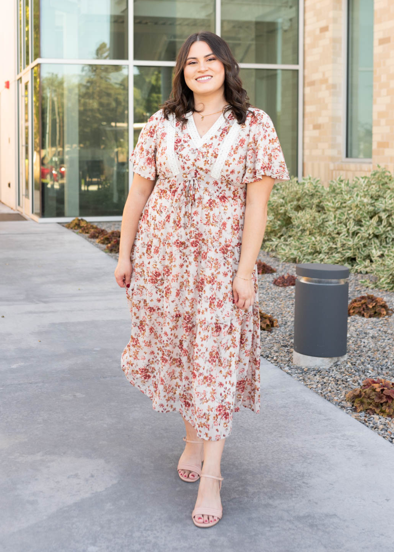 Ella Cream Floral Tiered Dress