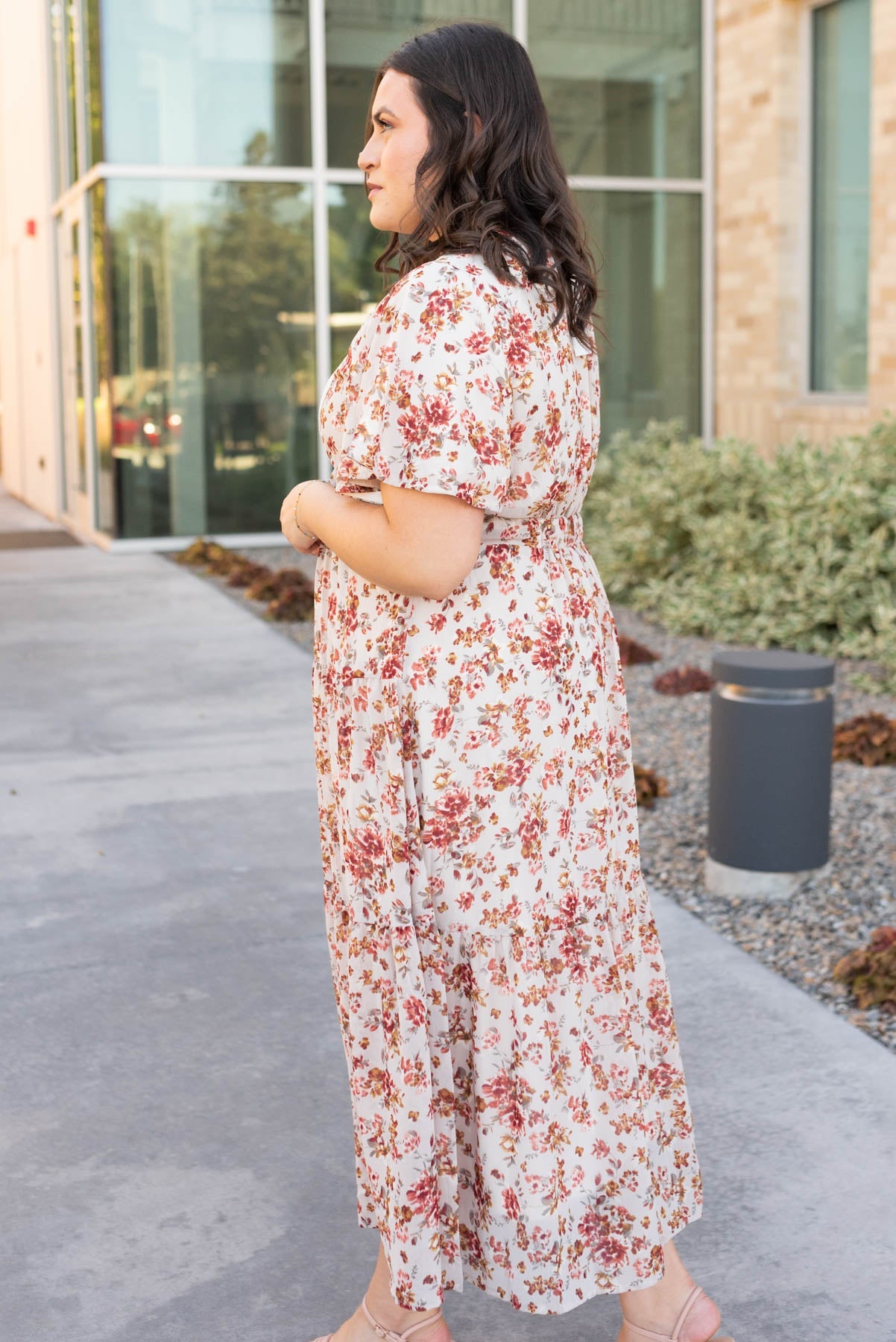 Ella Cream Floral Tiered Dress