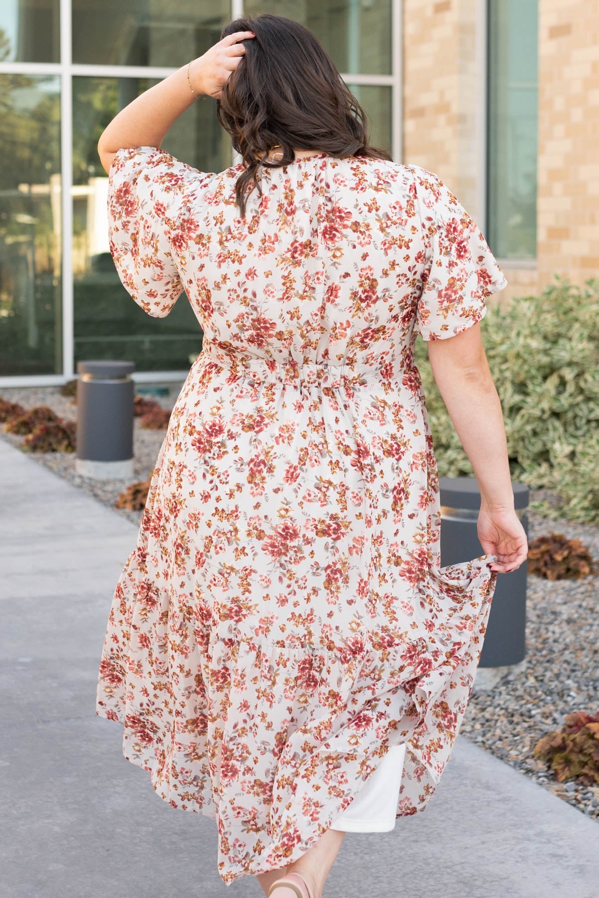 Ella Cream Floral Tiered Dress