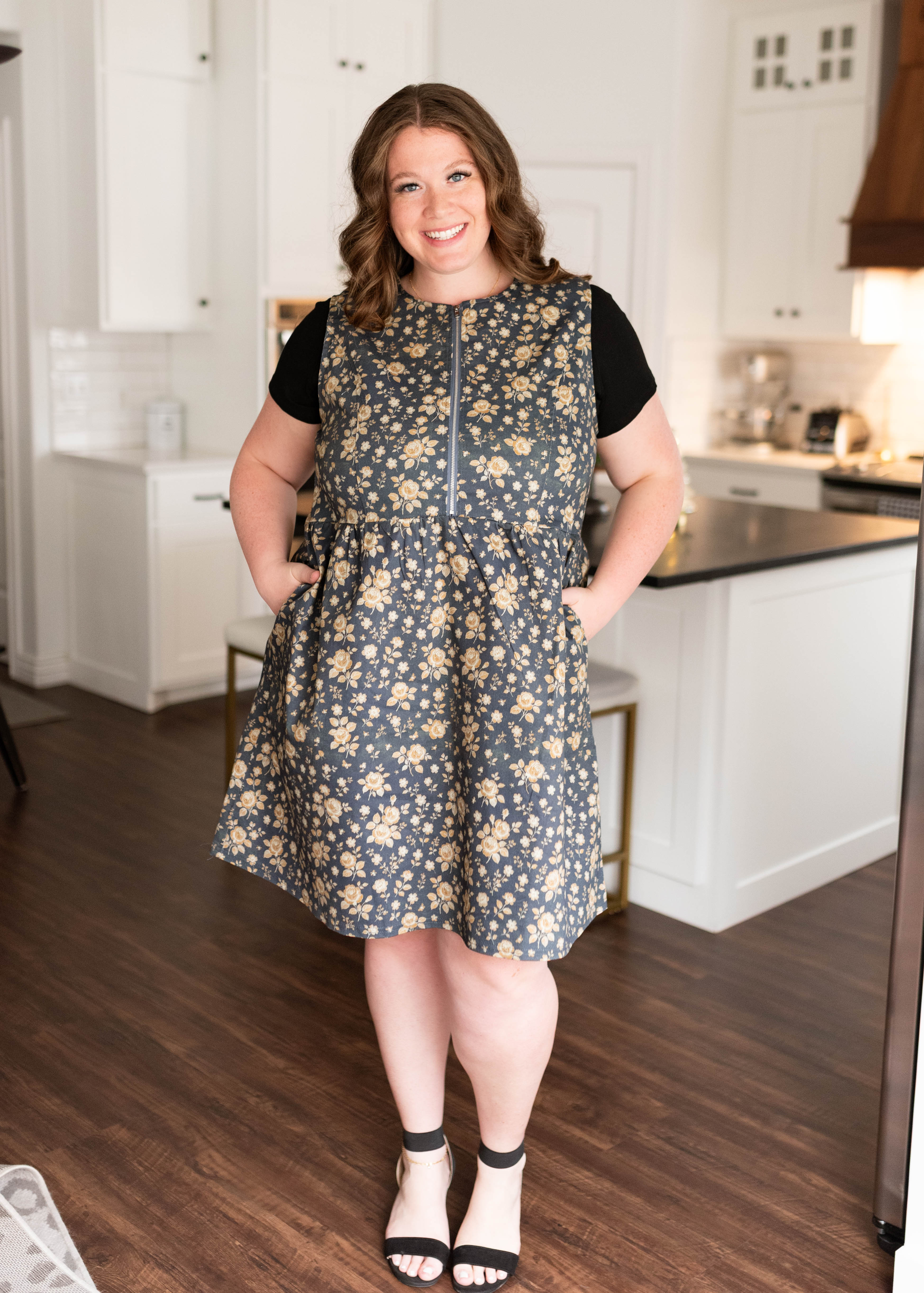 Emery Navy Floral Denim Dress