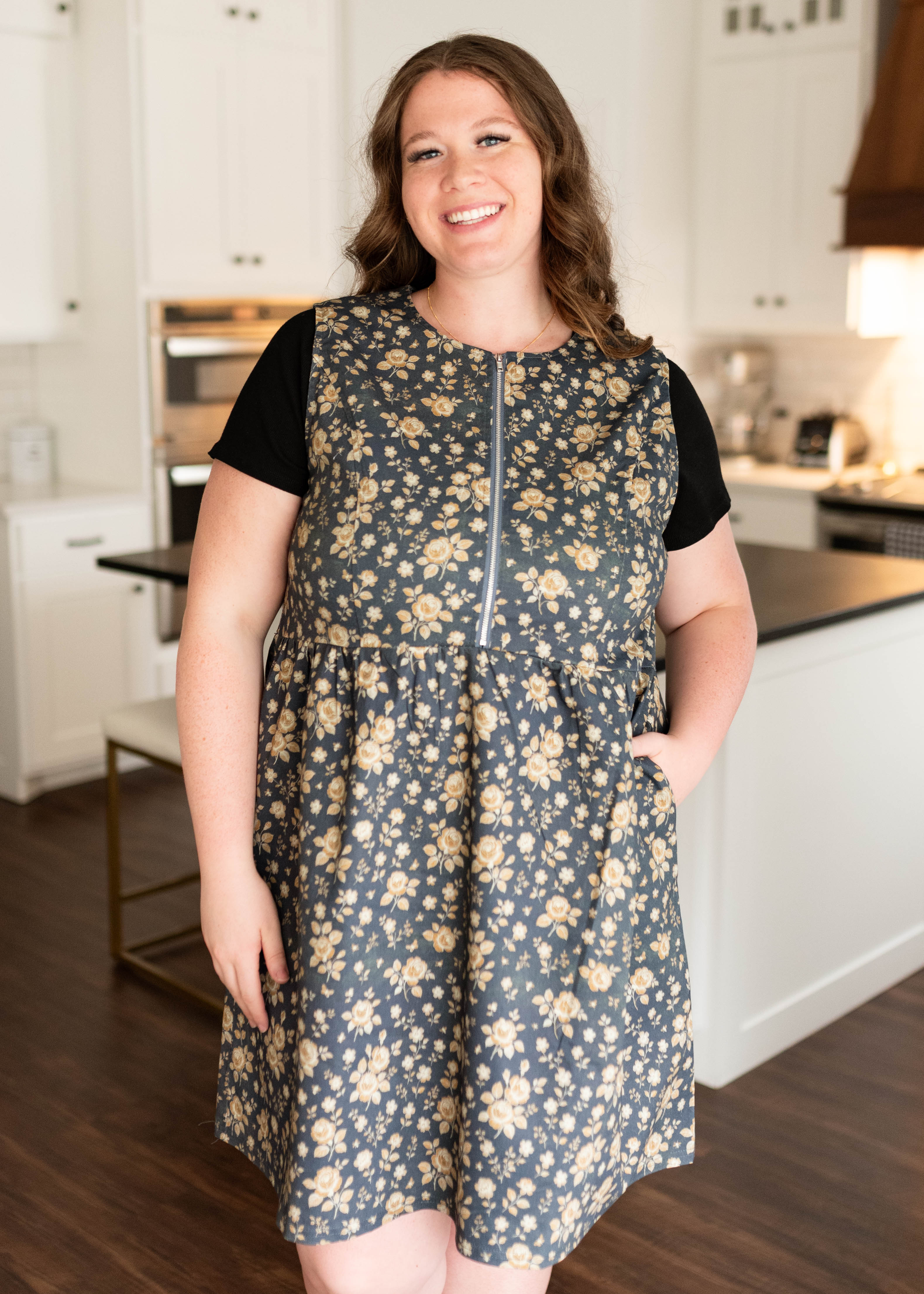 Emery Navy Floral Denim Dress