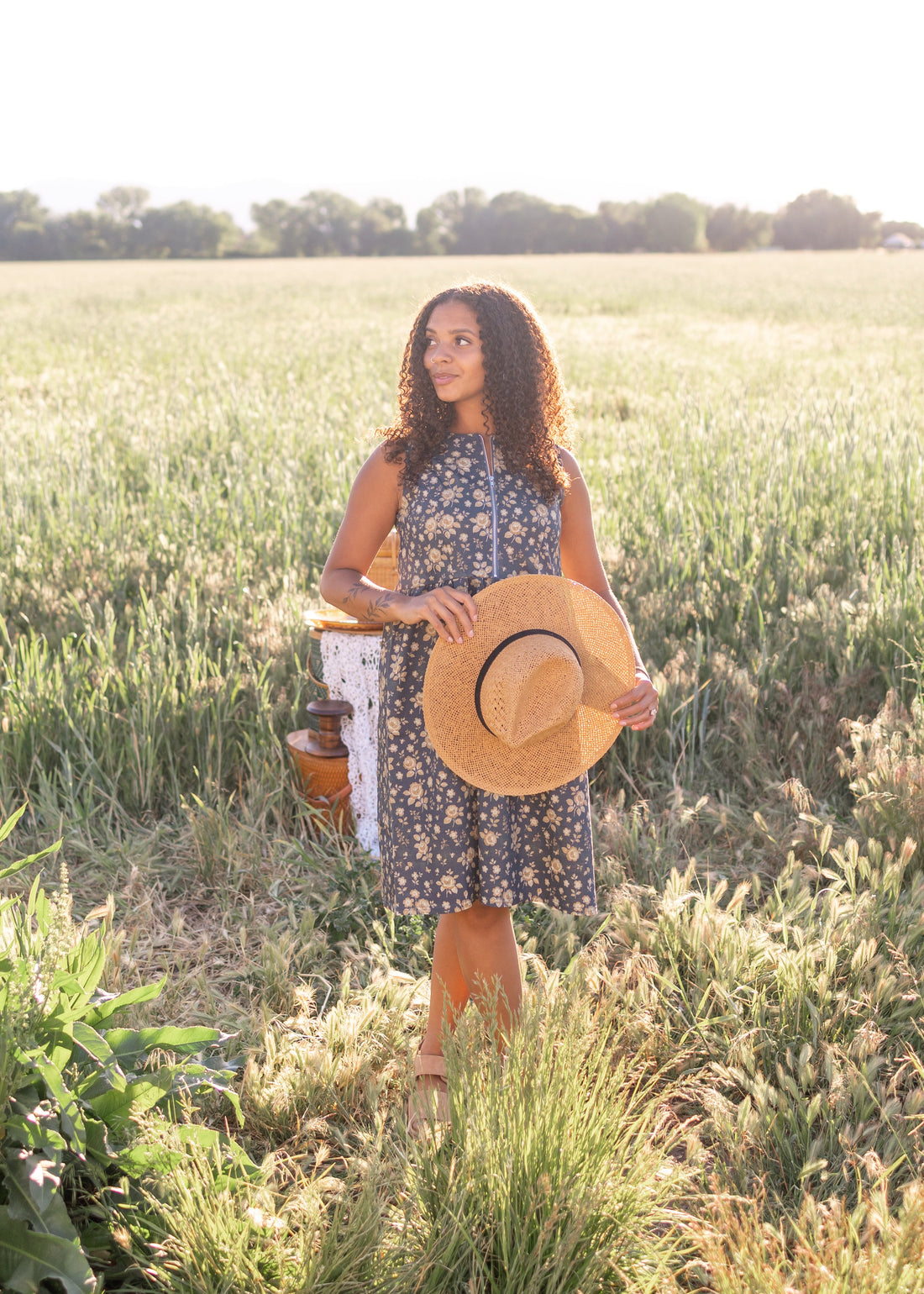 Emery Navy Floral Denim Dress
