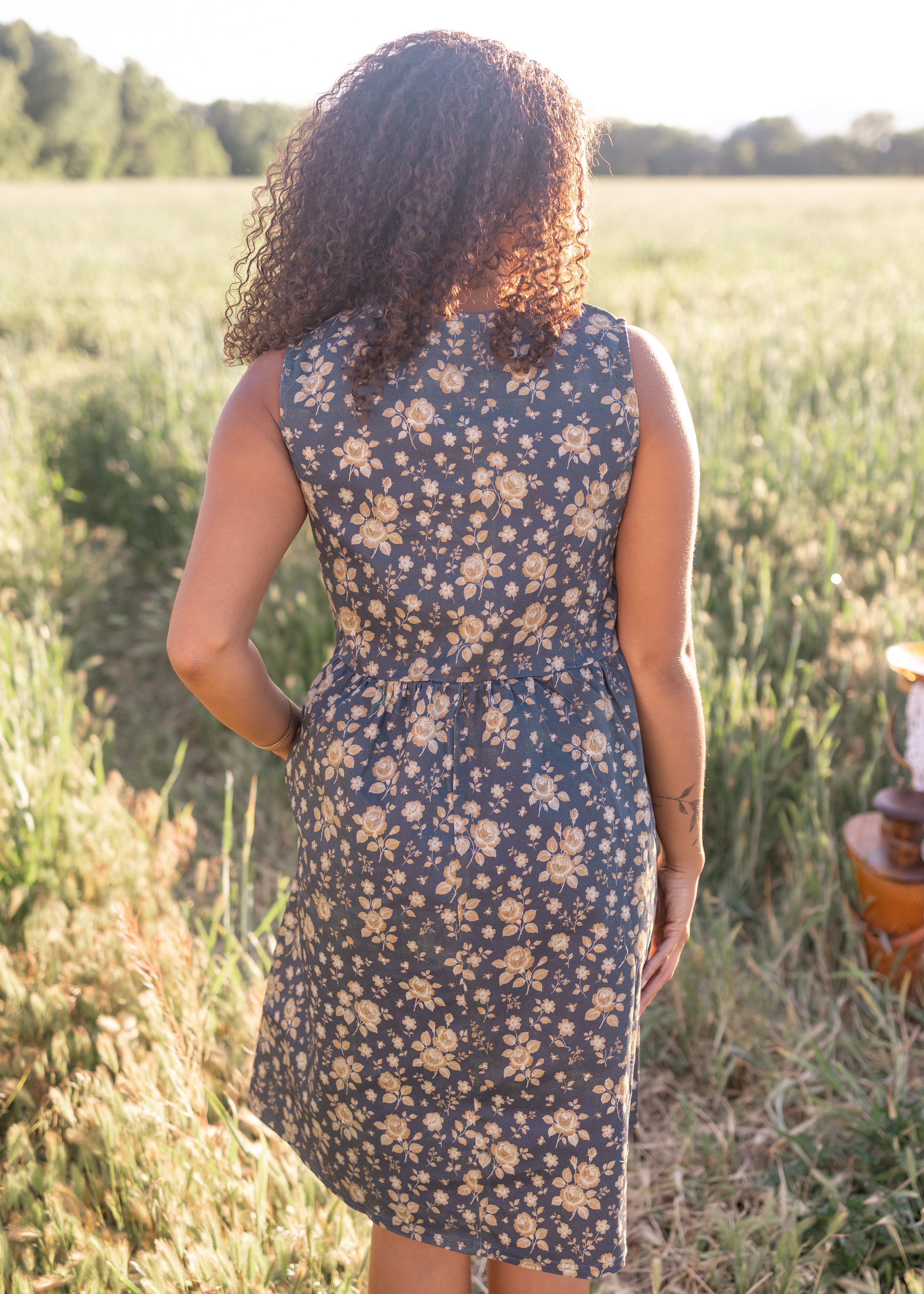 Emery Navy Floral Denim Dress