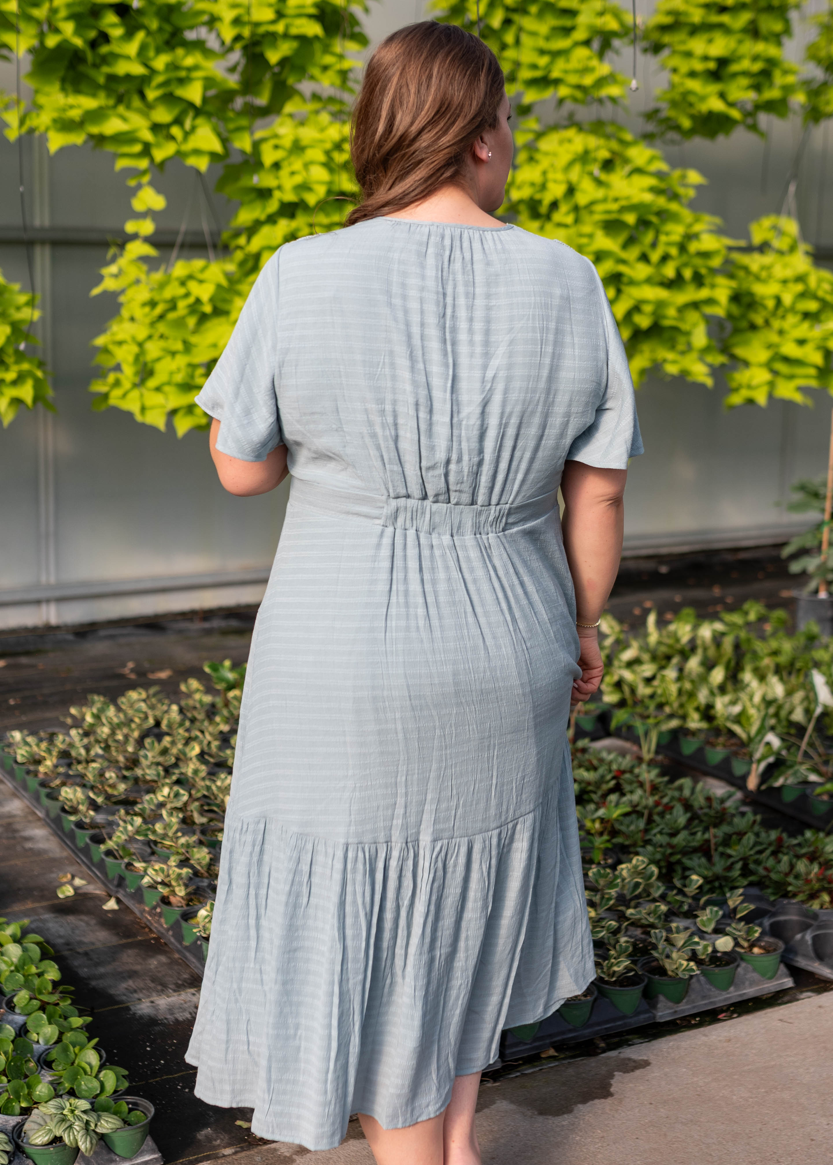 Emilee Dusty Blue Textured Tiered Dress