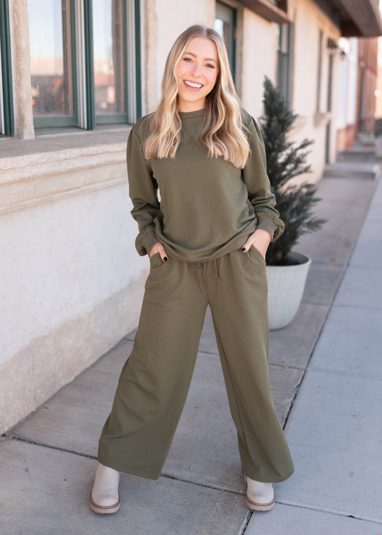 Emilie Olive Textured Pullover