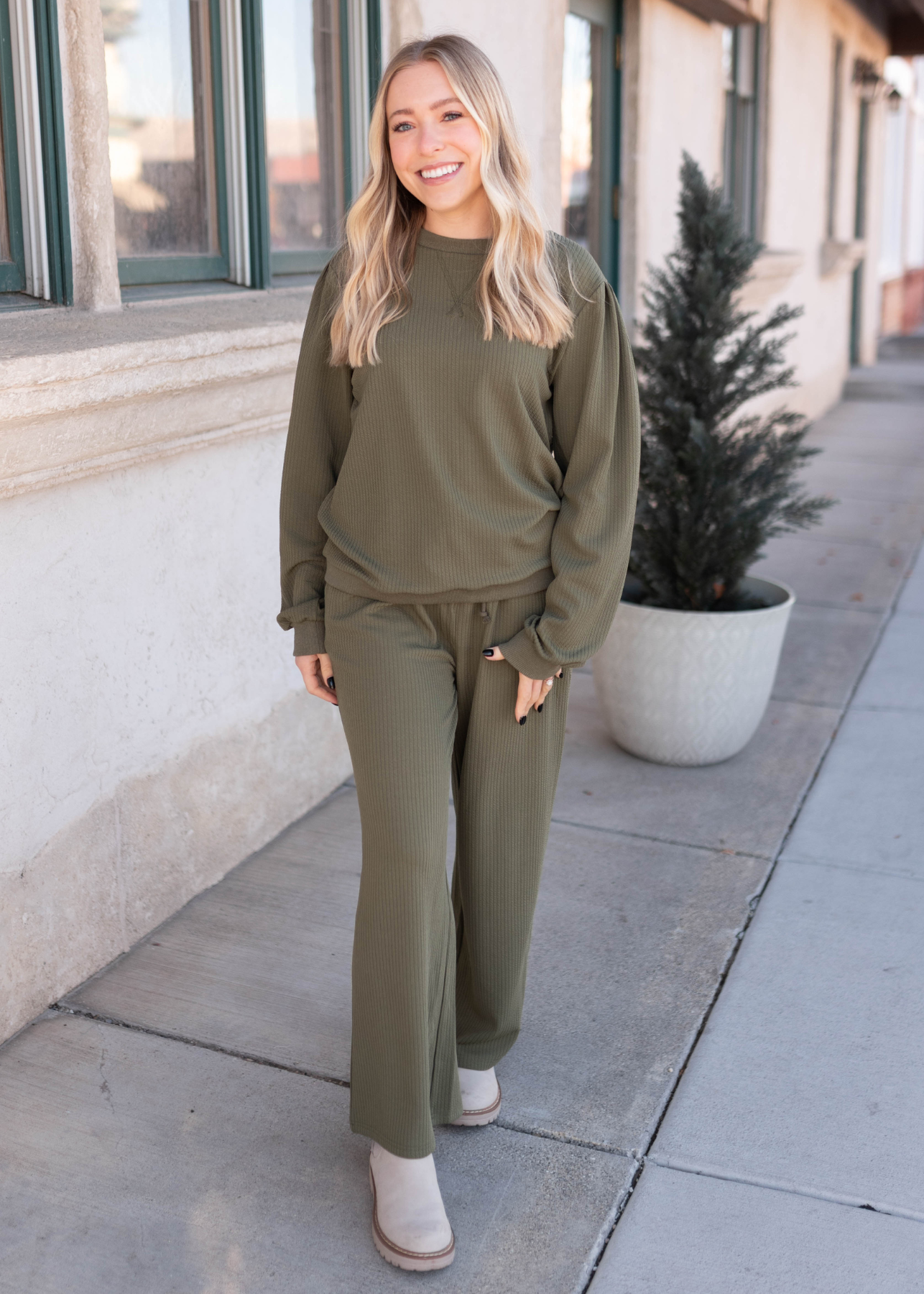 Emilie Olive Textured Pullover