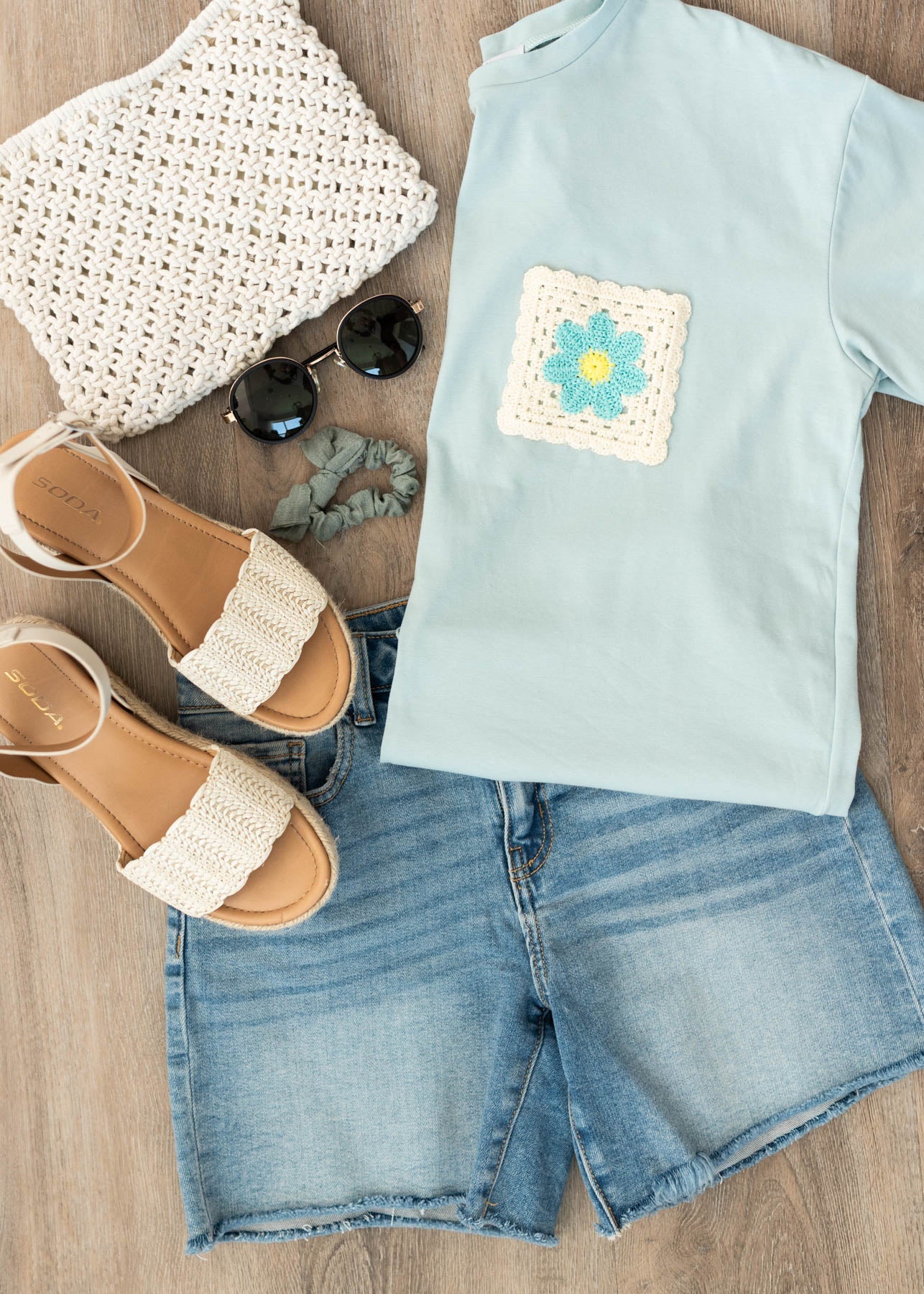 Emily Pale Aqua Patch Tee