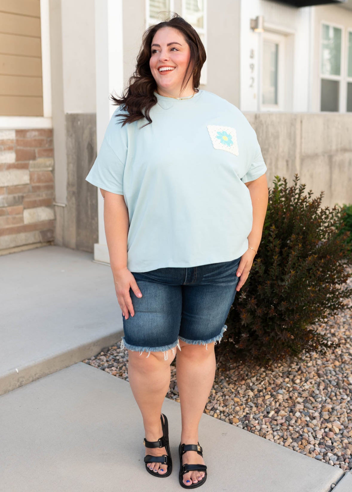 Emily Pale Aqua Patch Tee