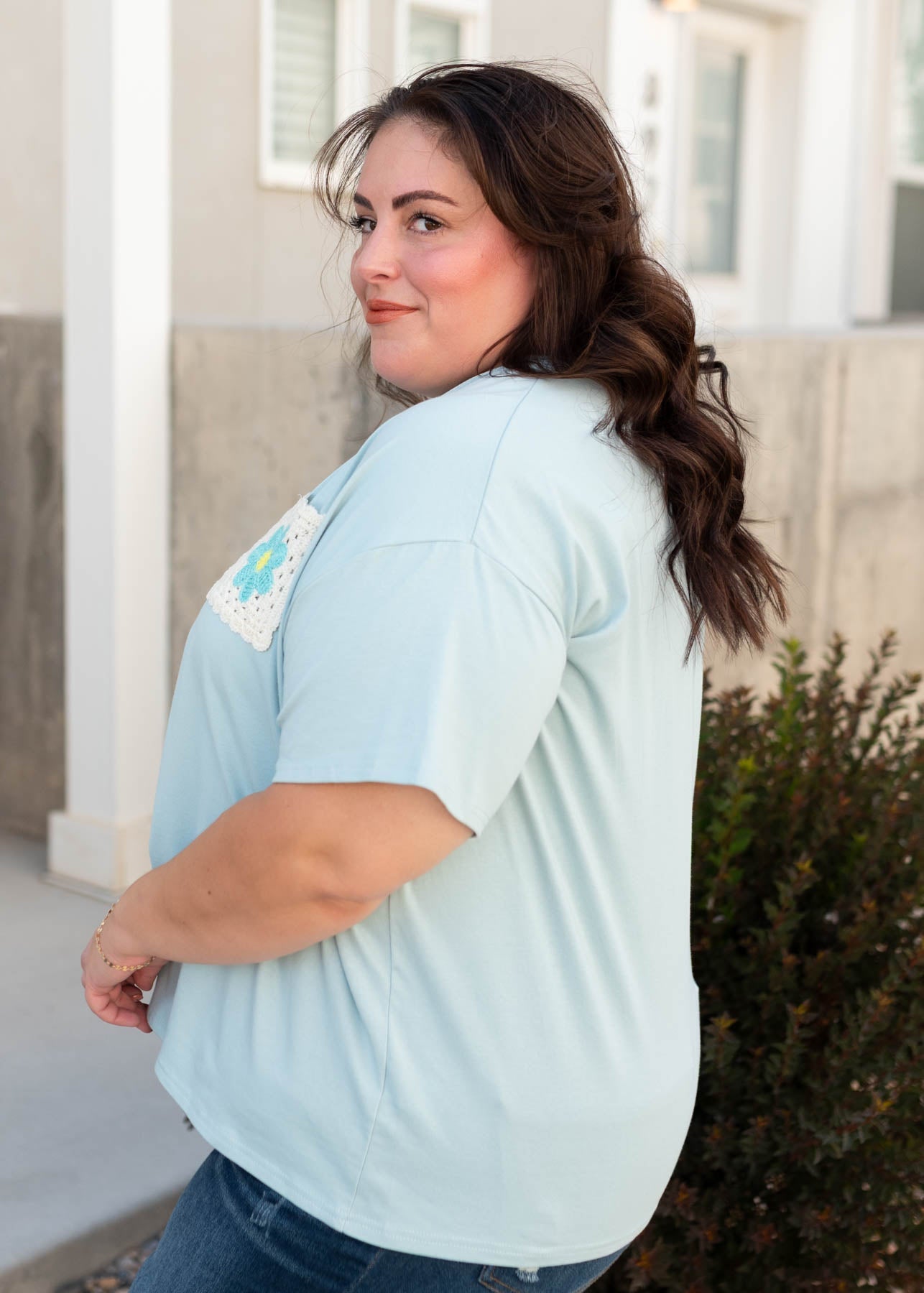 Emily Pale Aqua Patch Tee