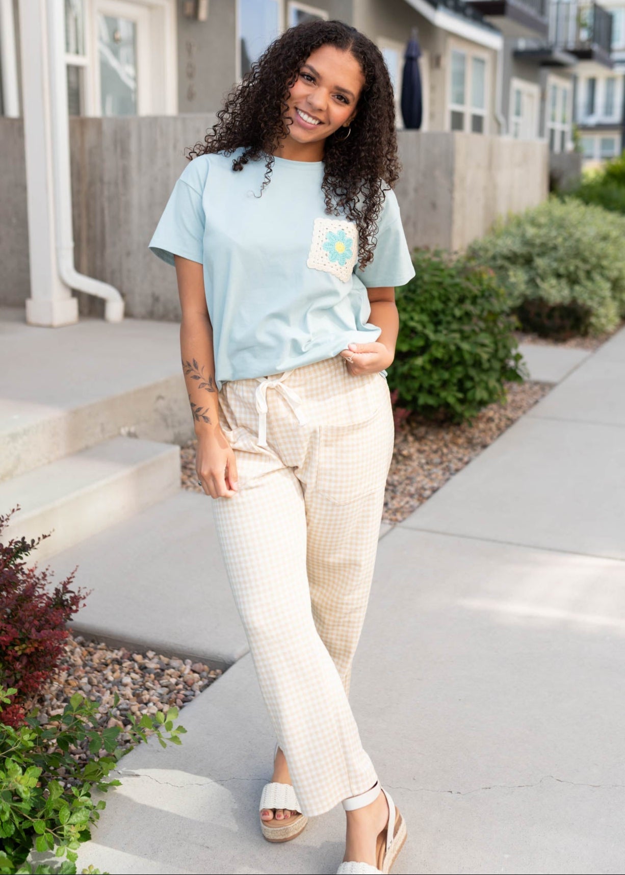 Emily Pale Aqua Patch Tee