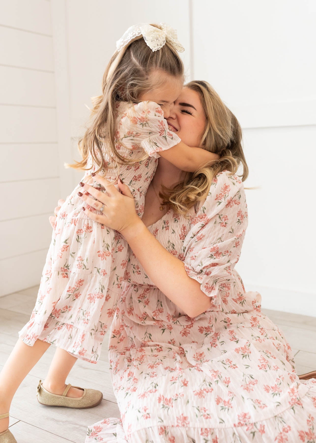 Emmie Pink Floral Tiered Little Girl Dress