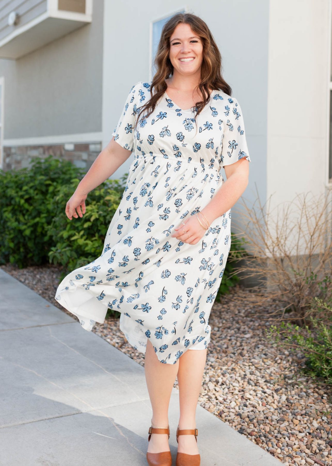 Evelyn Blue Floral Dress