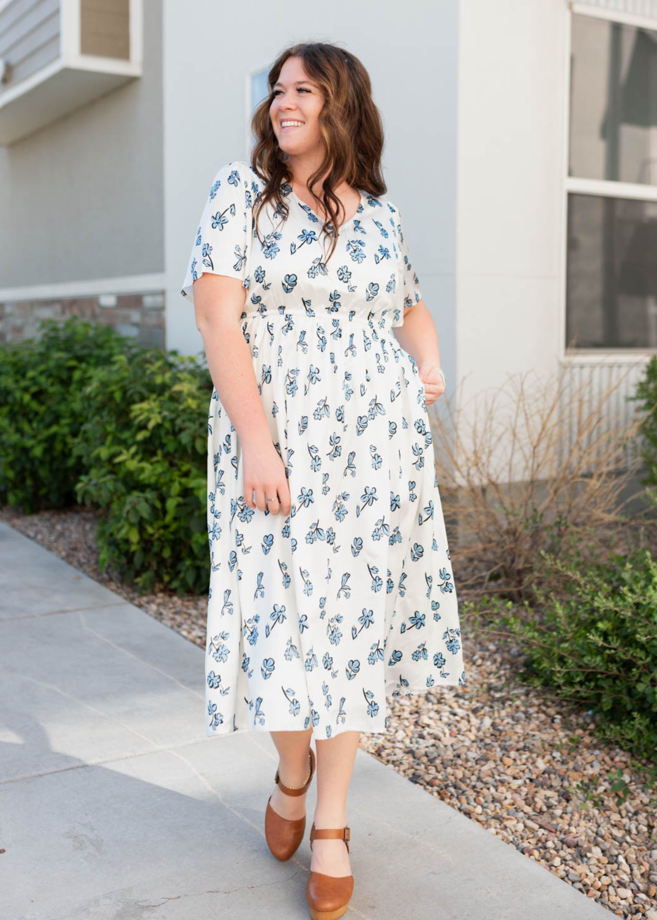 Evelyn Blue Floral Dress