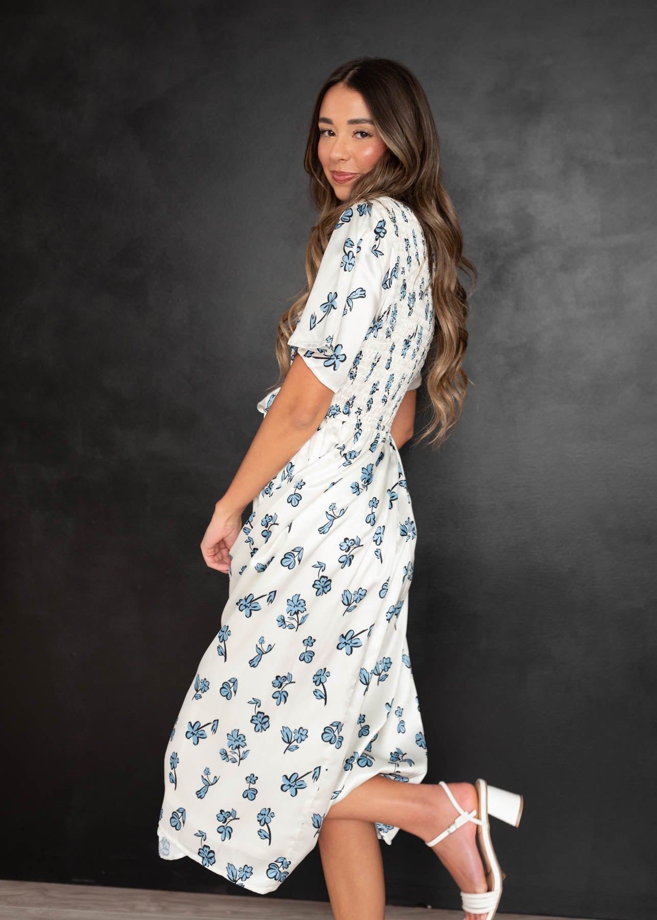 Evelyn Blue Floral Dress