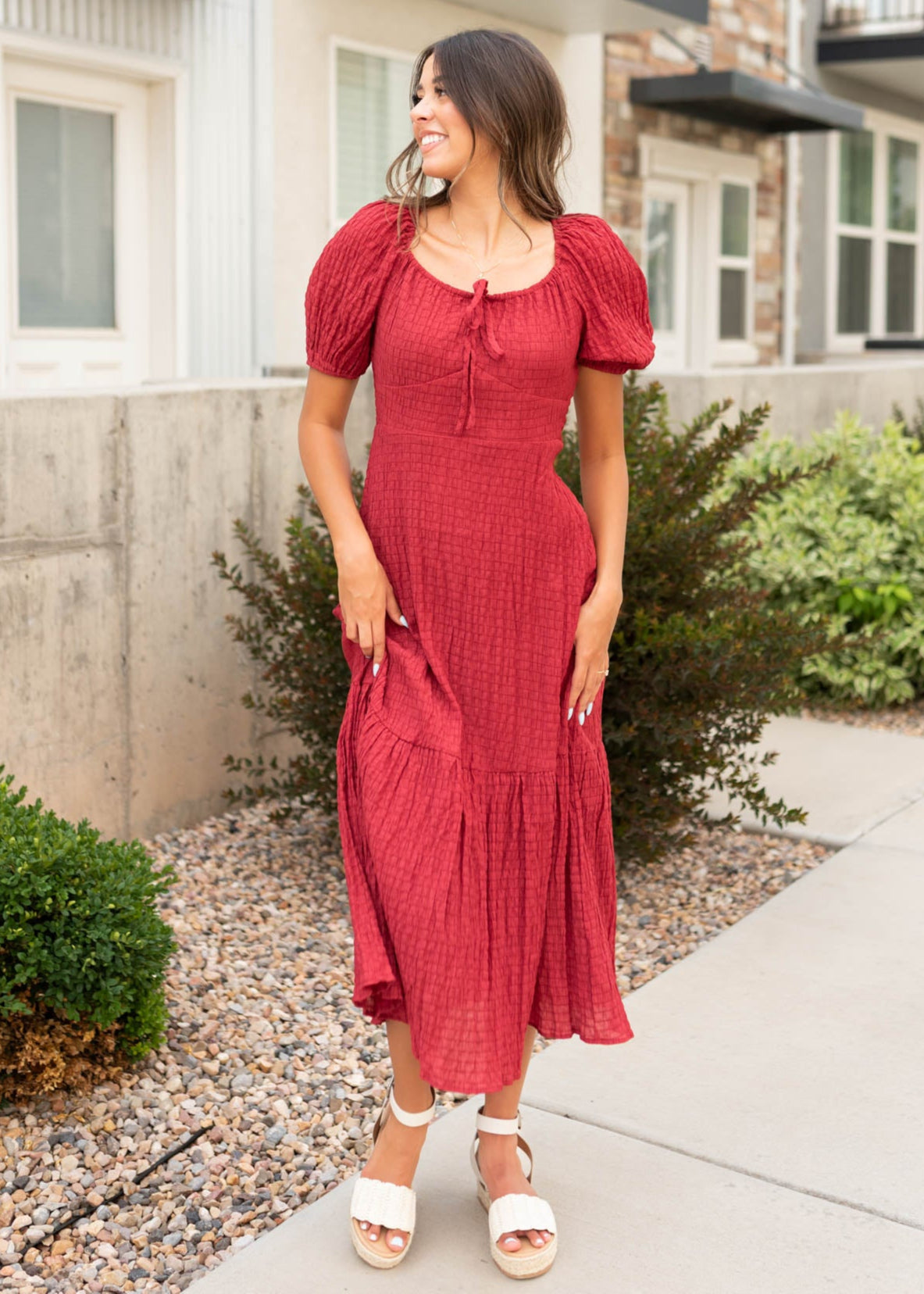 Finley Burgundy Textured Dress