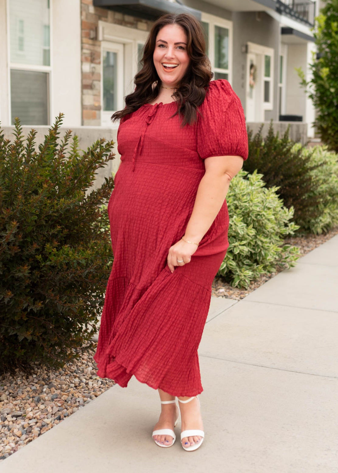Finley Burgundy Textured Dress
