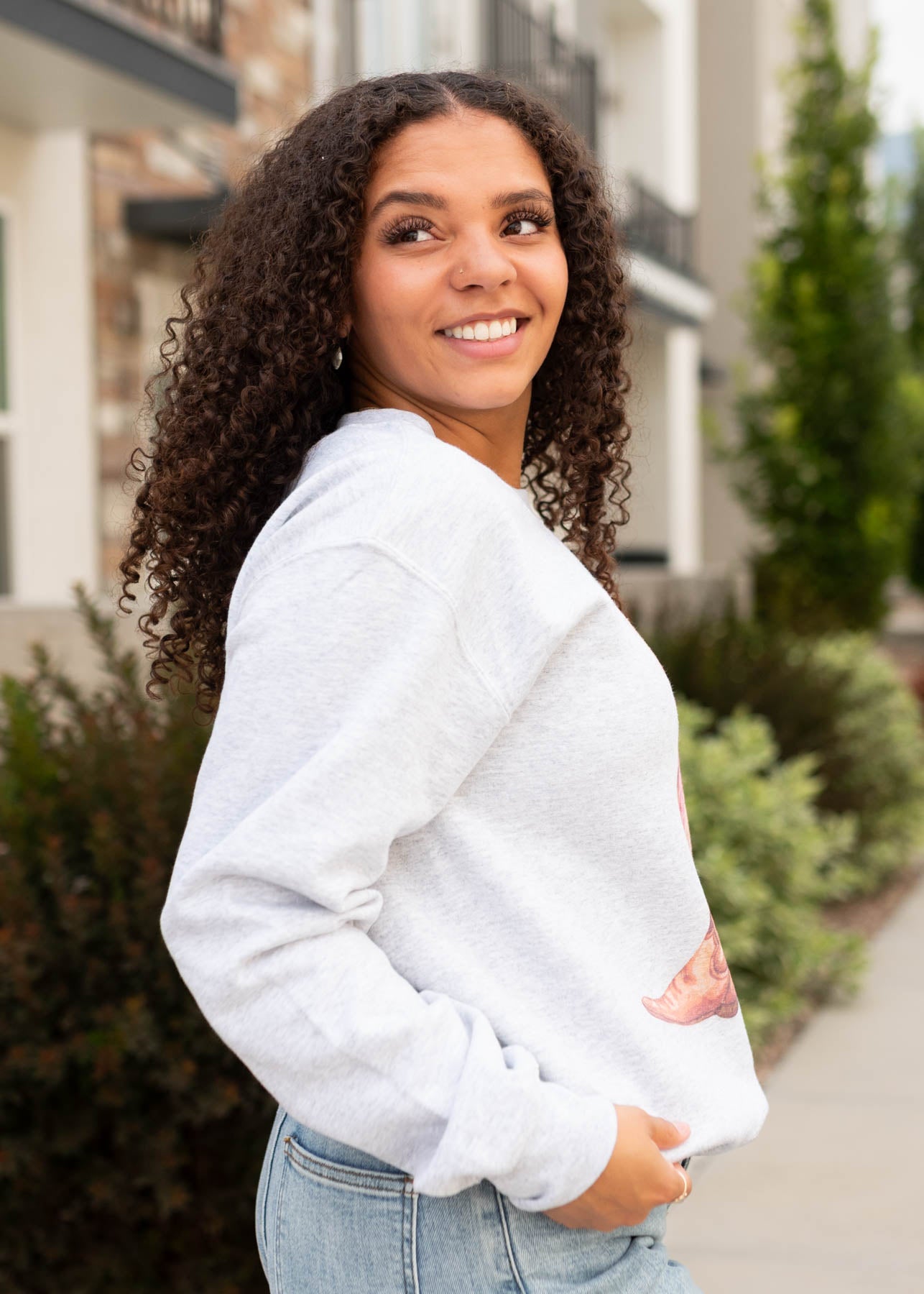 Georgia Grey Boots and Bow Sweatshirt