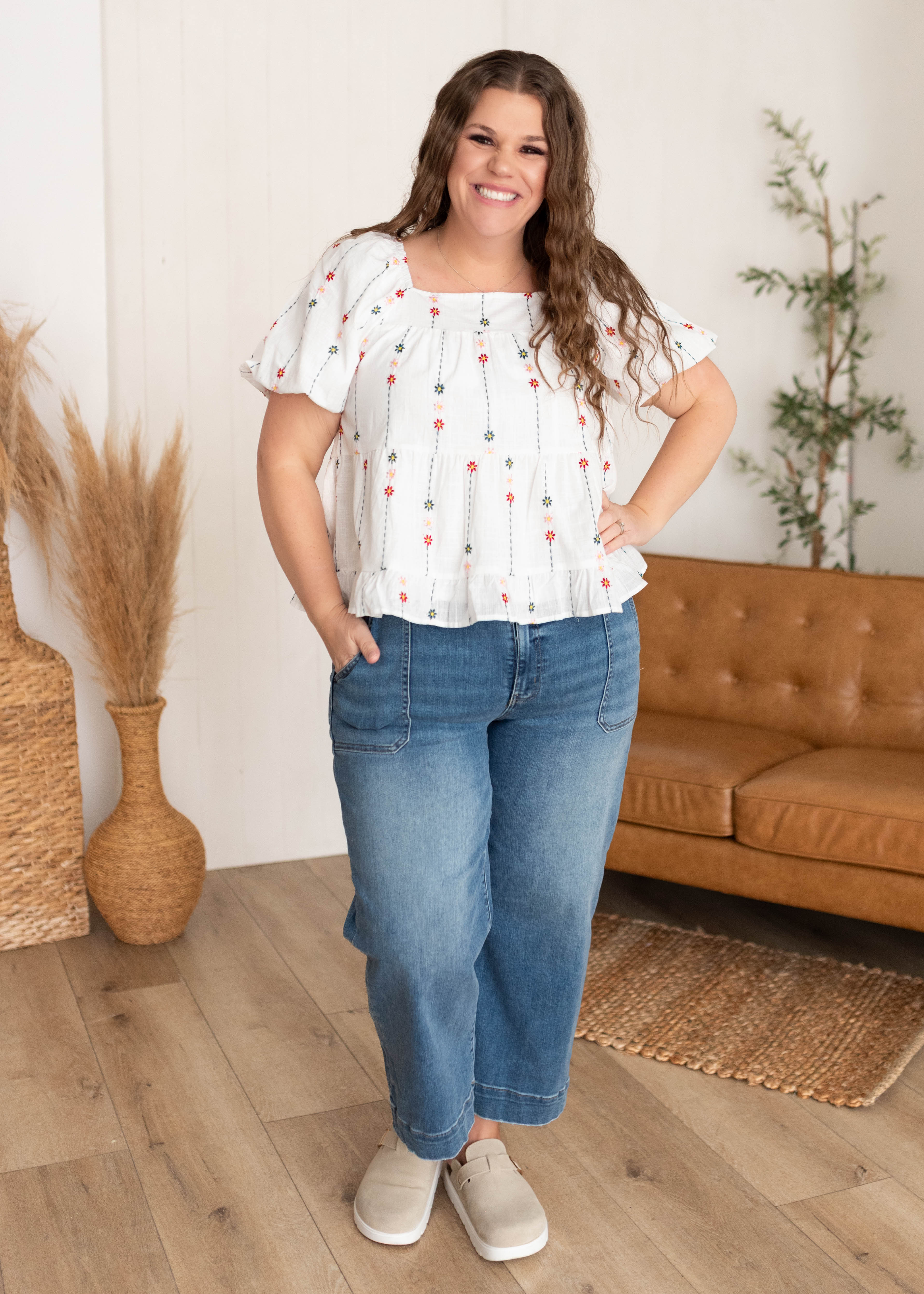 Heidi White Floral Blouse