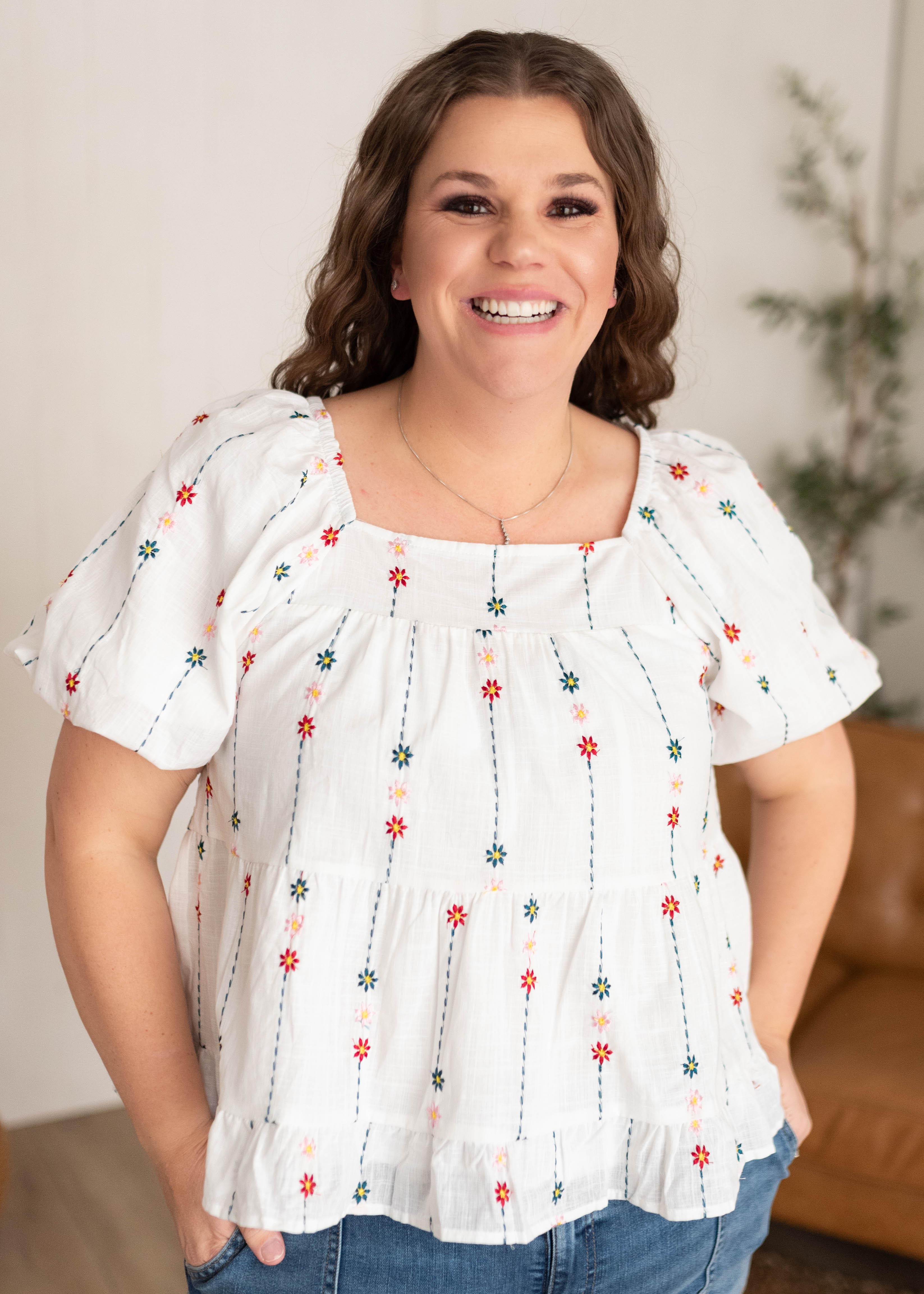 Heidi White Floral Blouse