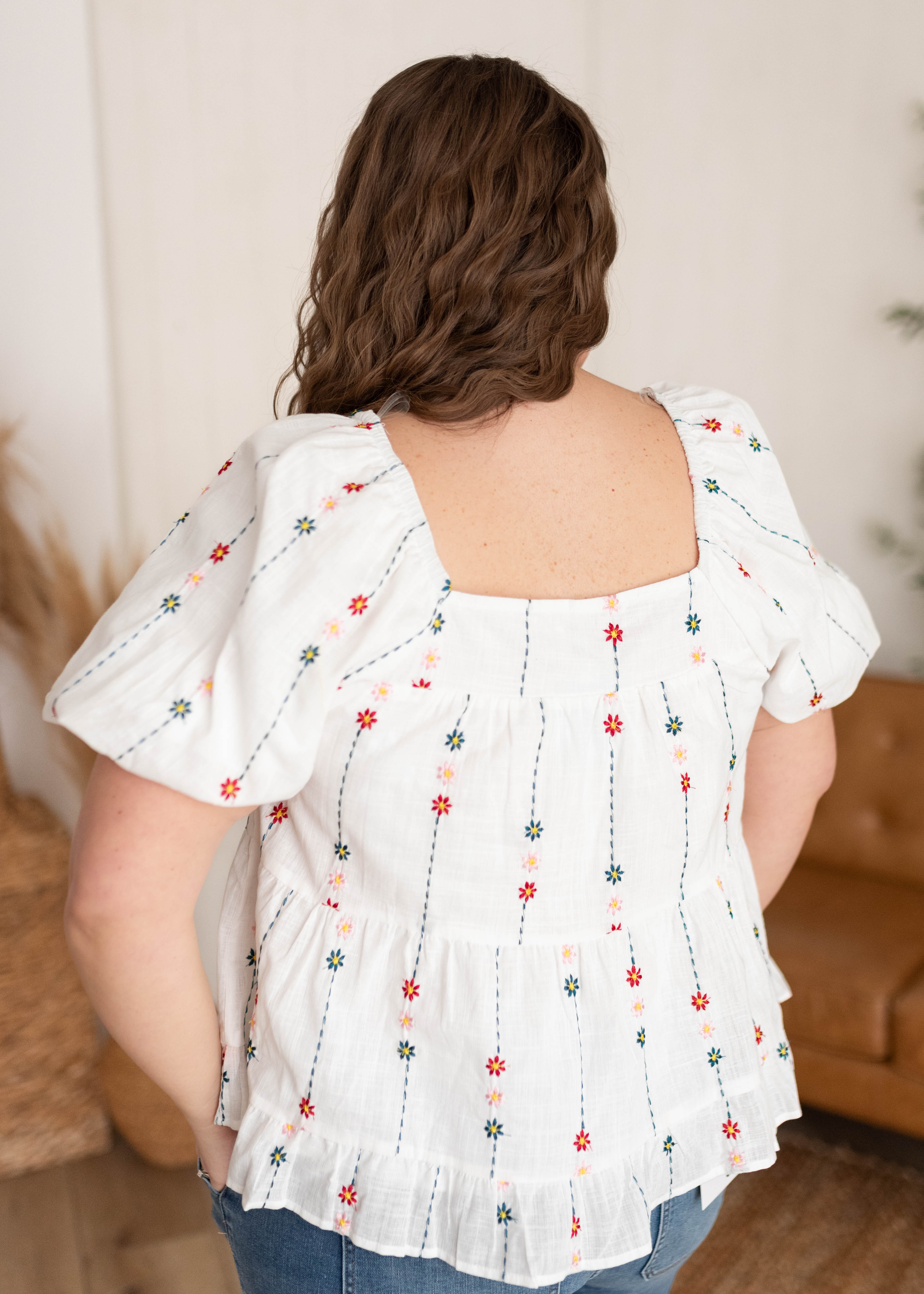 Heidi White Floral Blouse
