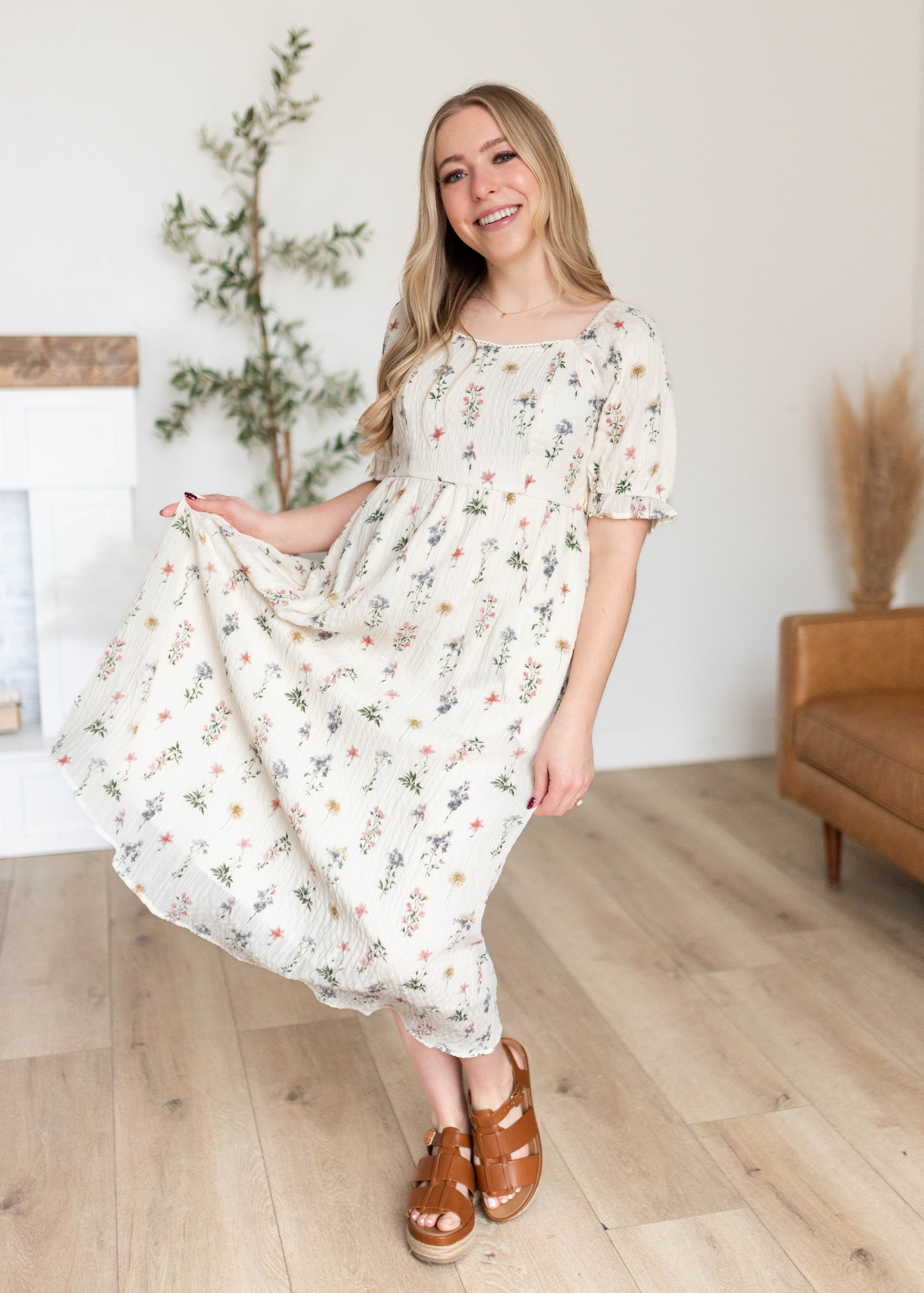 Holland Cream Floral Dress