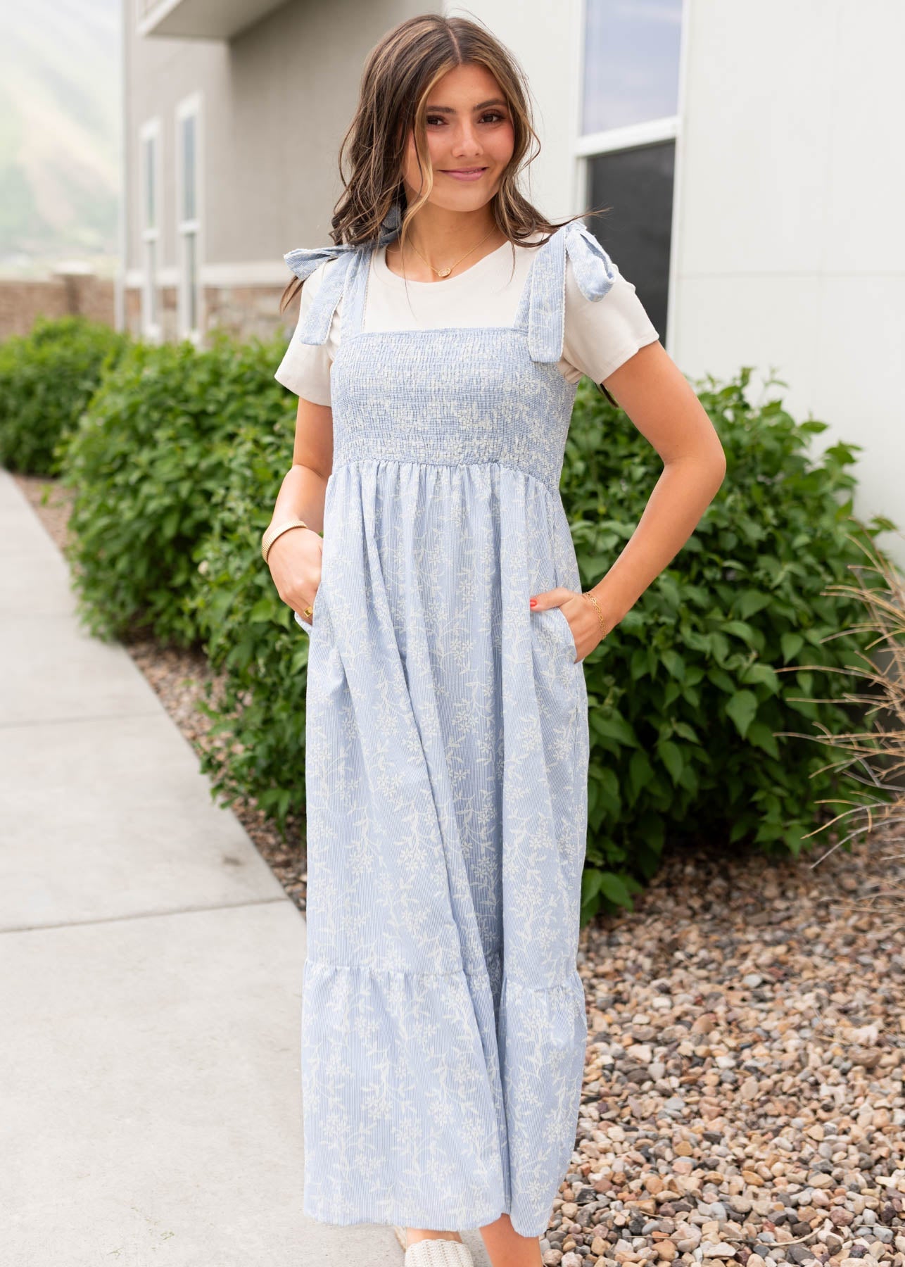 Indiana Blue Embroidered Dress